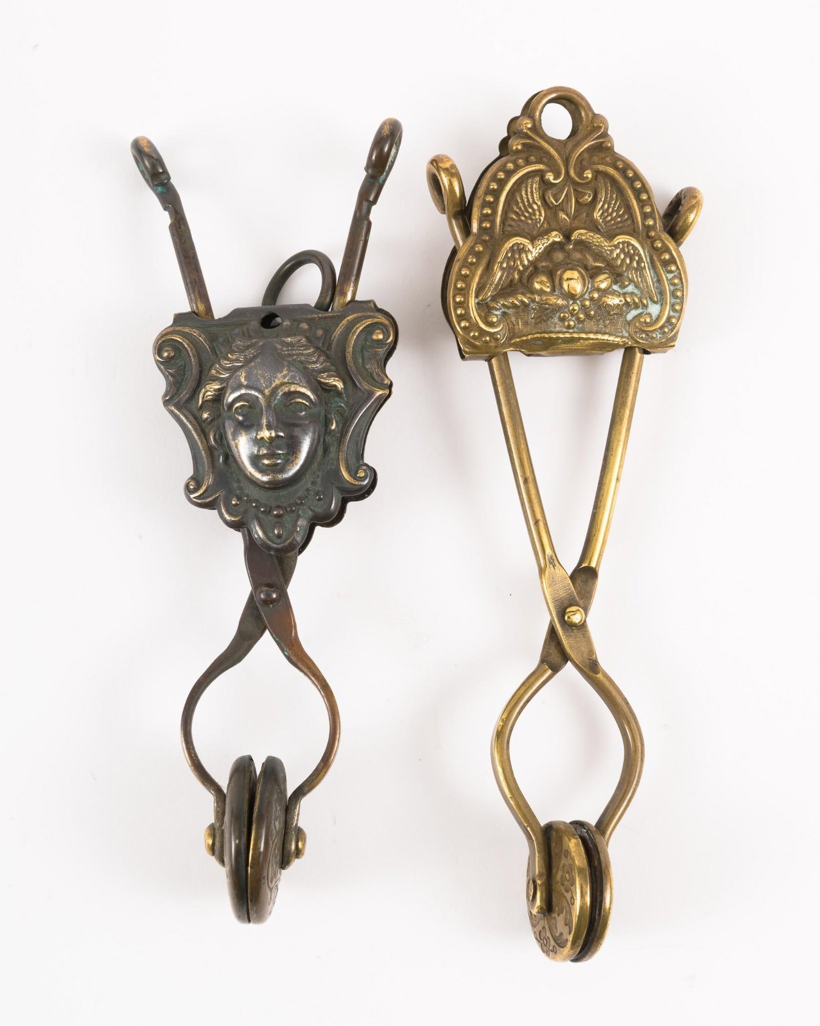 2 Victorian Skirt Lifters incl Eagle: Also includes figurines. Each approx. 2" wide x 5-1/4" long.