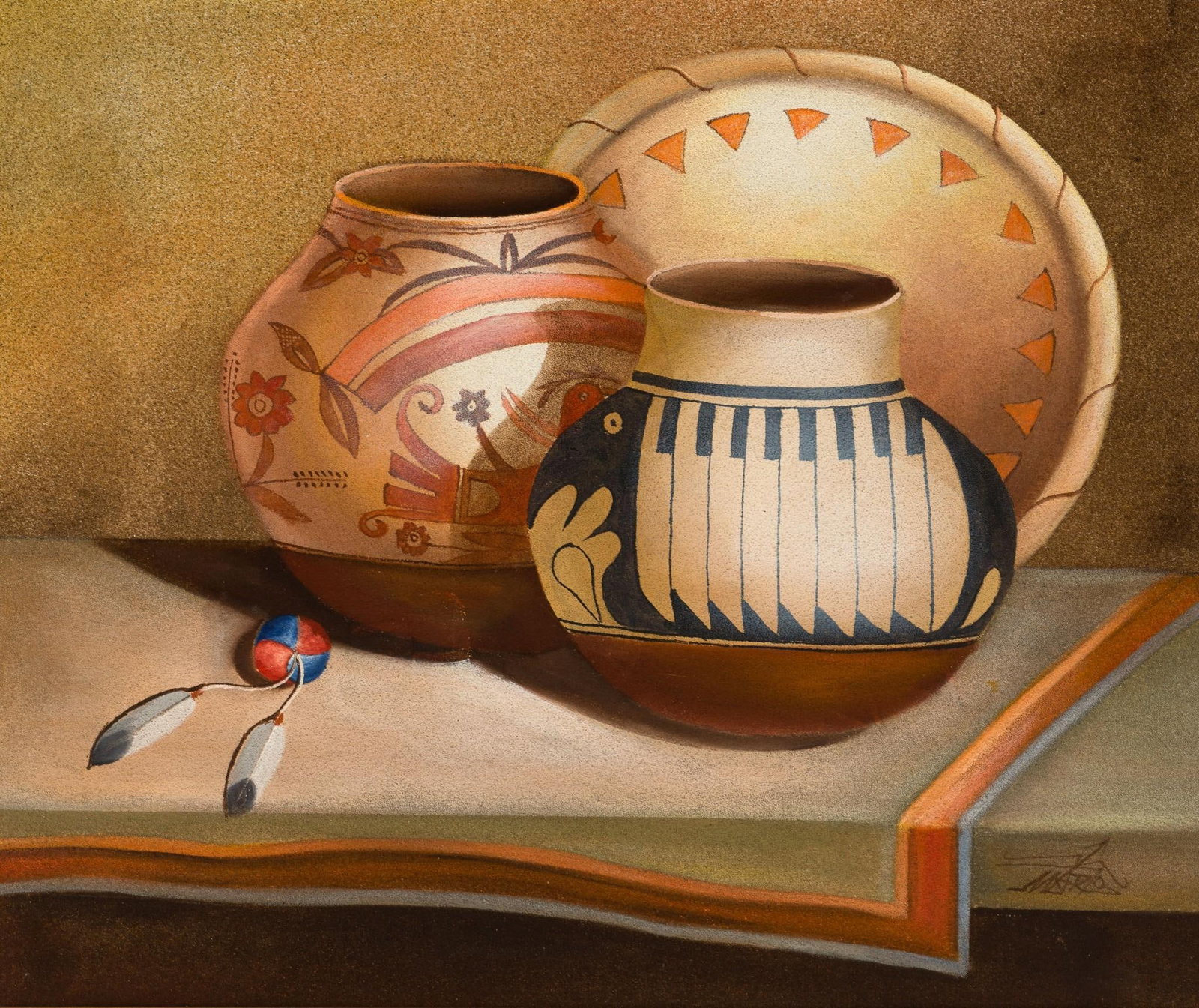 Mario Jung Native American Pottery Sand Art: Mario Jung (Born 1949) is active/lives in South Korea. Mario Jung is known for Painting. Graduated from Seoul Industrial Junior College July 1986 - Awarded GRAND PRIZE OF WESTERN STYLE PAINTING AT THE
