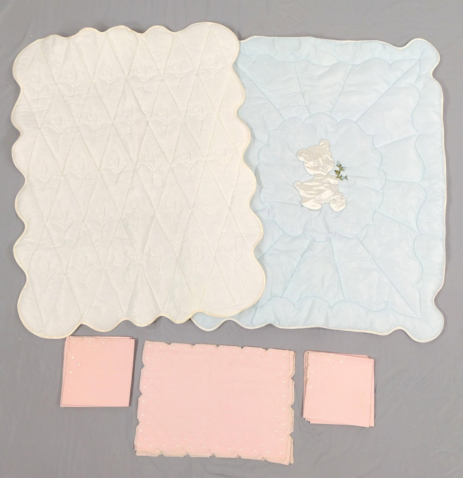 2 Galante Blankets & Johnston Linens: Blankets 32" wide X 41" long. LR
