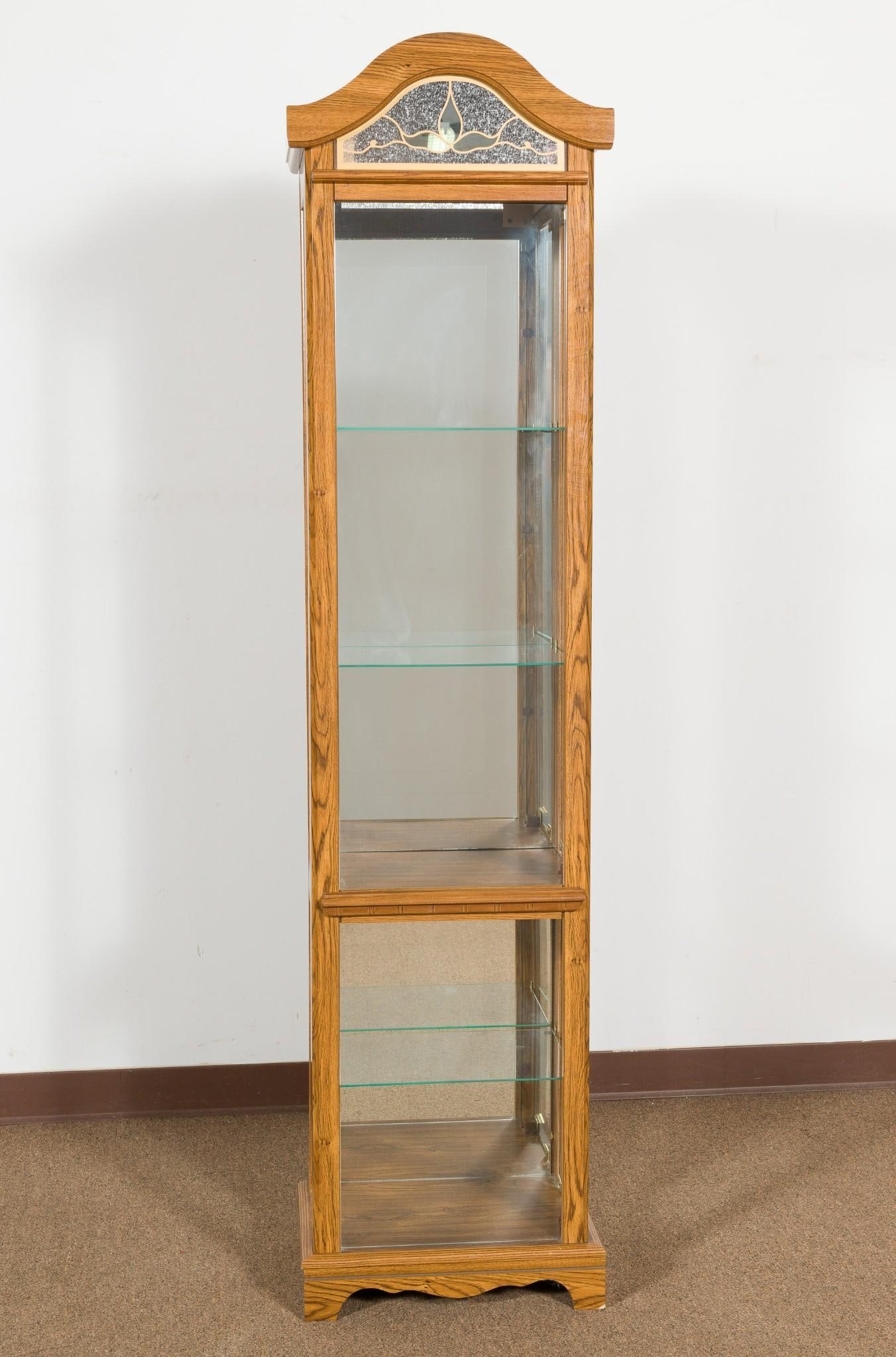 Lighted Oak Curio Cabinet (1 of 5)
