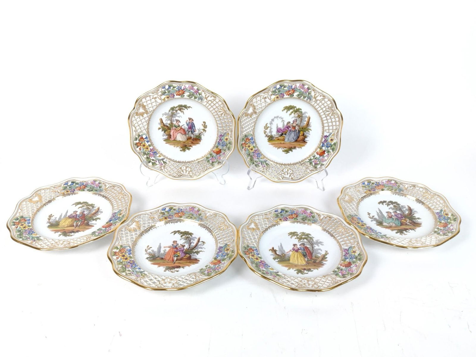 6 Dresden Scenic Reticulated Plates (1 of 5)