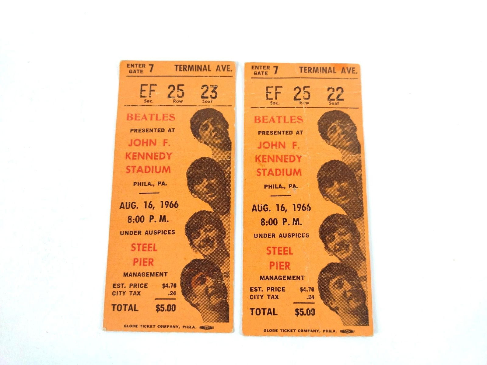 2 The Beatles 1966 JKF Stadium Ticket Stubs (1 of 2)