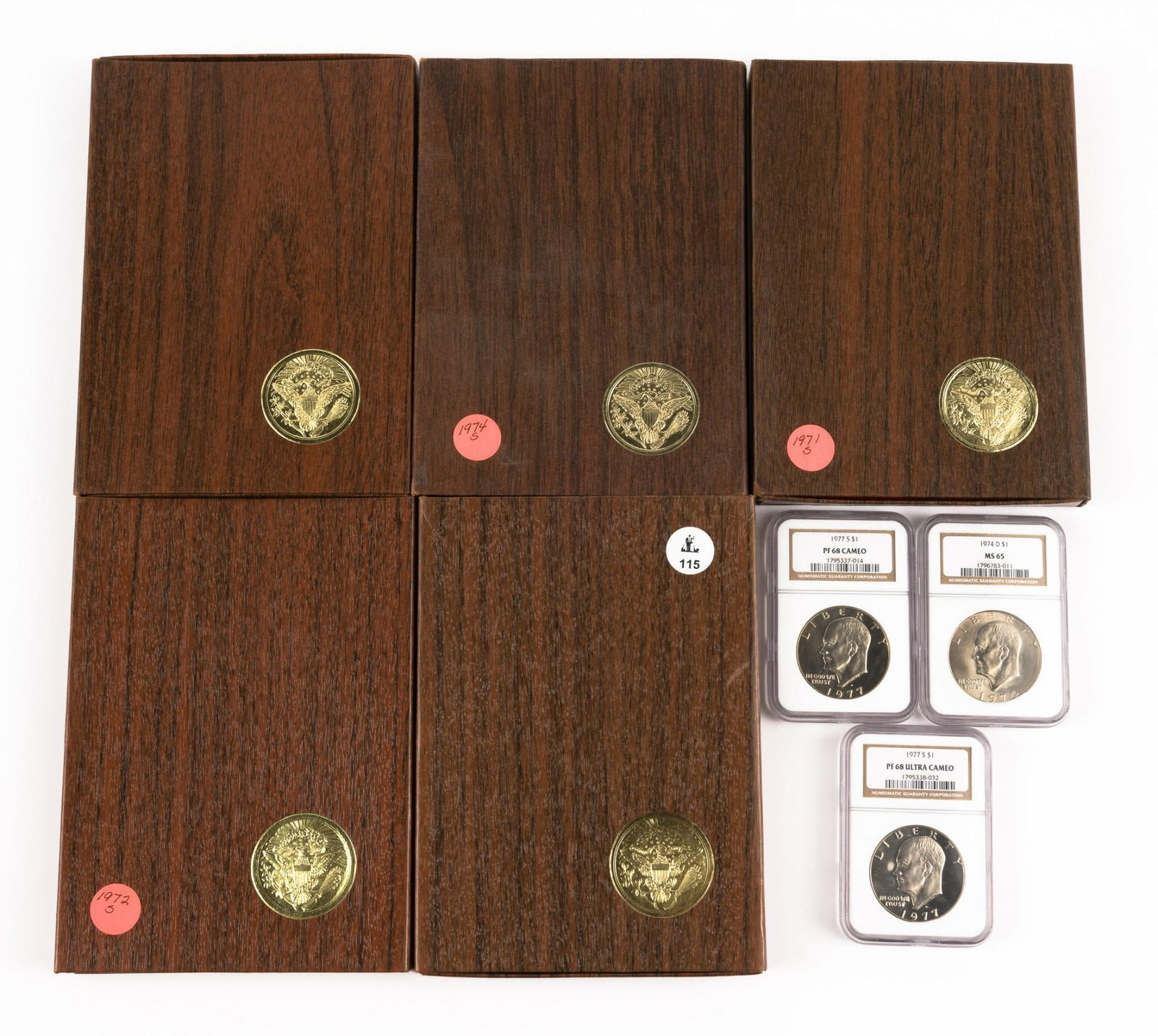 Set of 5 Eisenhower Silver Dollars and 3 NGC Graded Eisenhower Dollars (1 of 4)