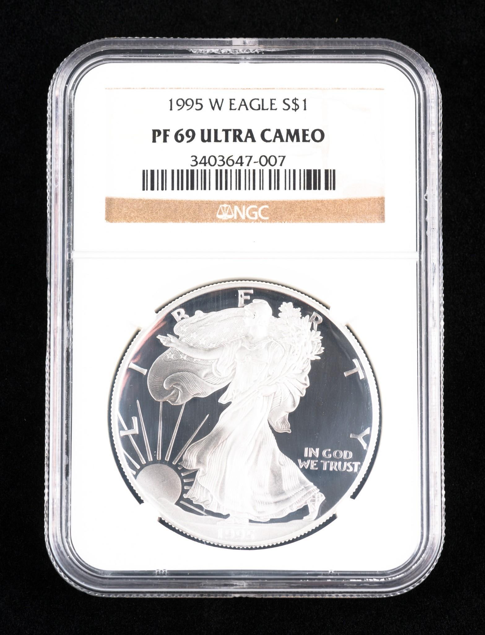 1995 W Silver Eagle Proof 69 Ultra Cameo NGC (1 of 2)