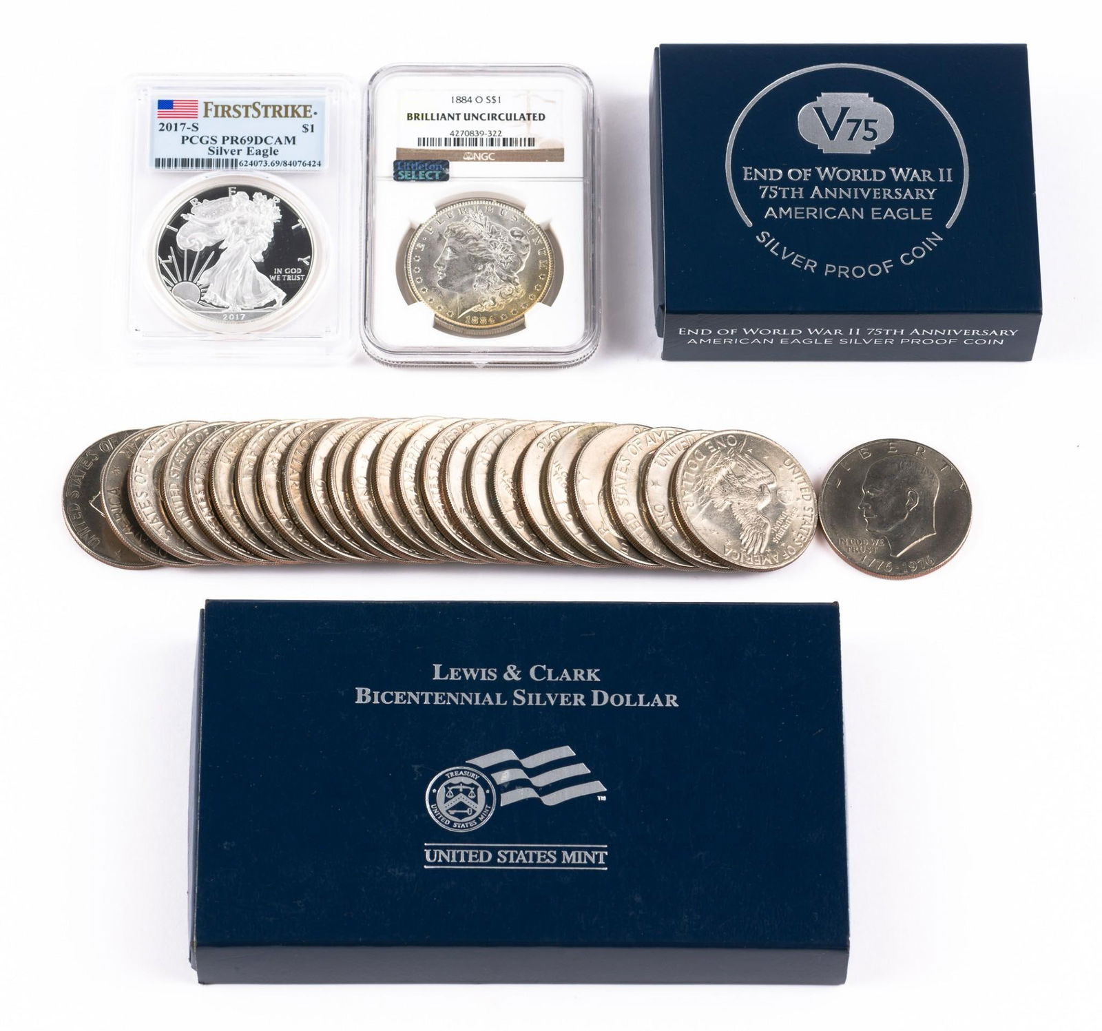 Silver Proof Eagles Silver Commemoratives Clad Dollars (1 of 8)