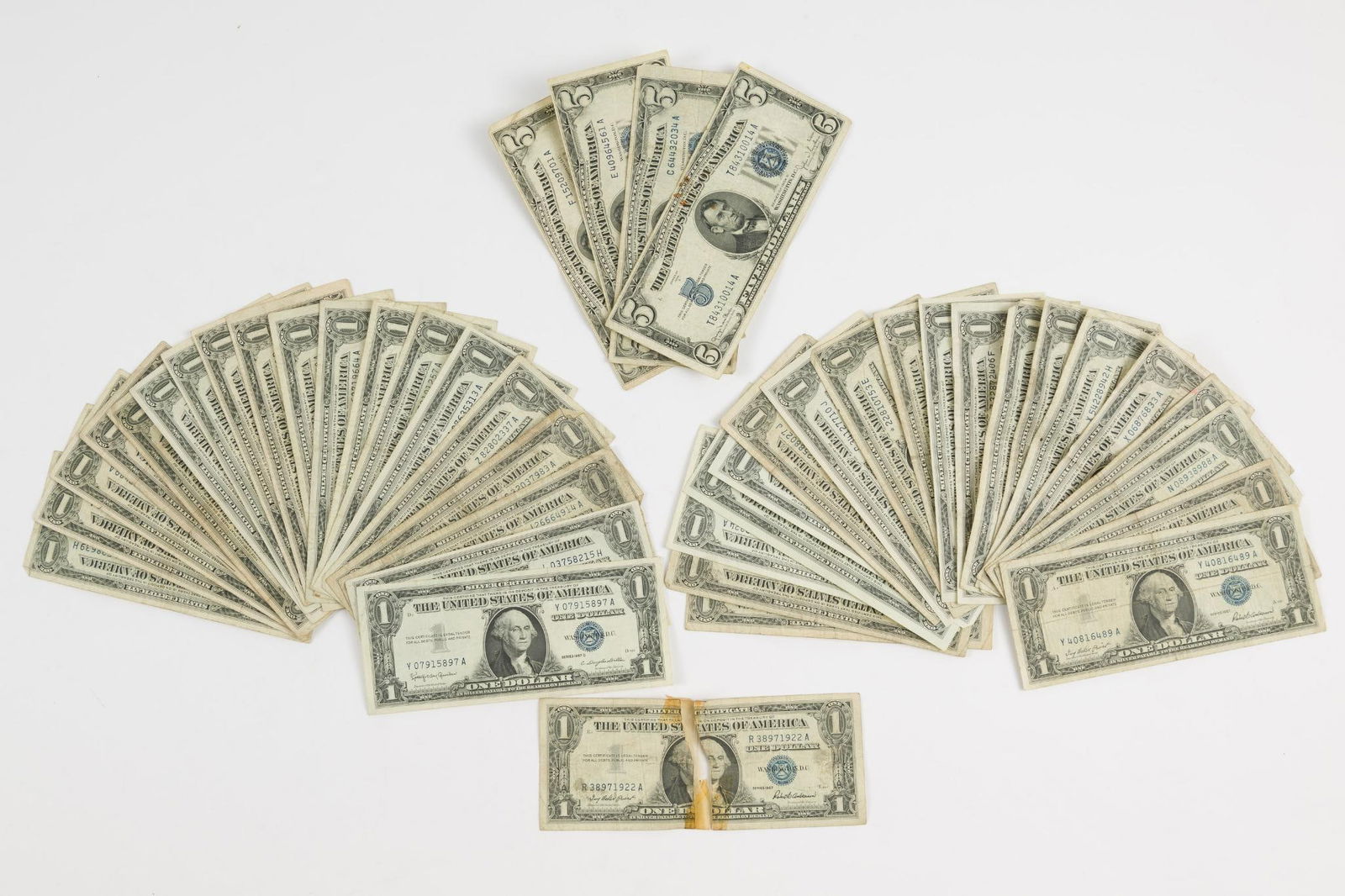 Silver Certificate Five Dollar and One Dollar Bills (1 of 5)