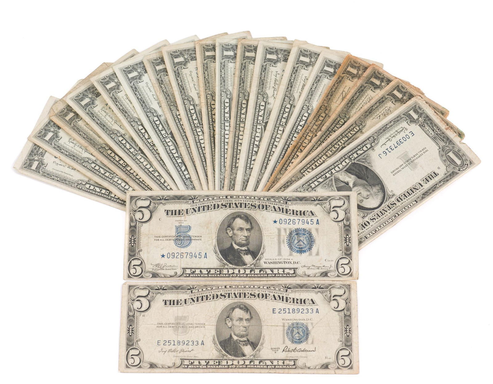 20 US Silver Certificates $1 and $5 (1 of 9)