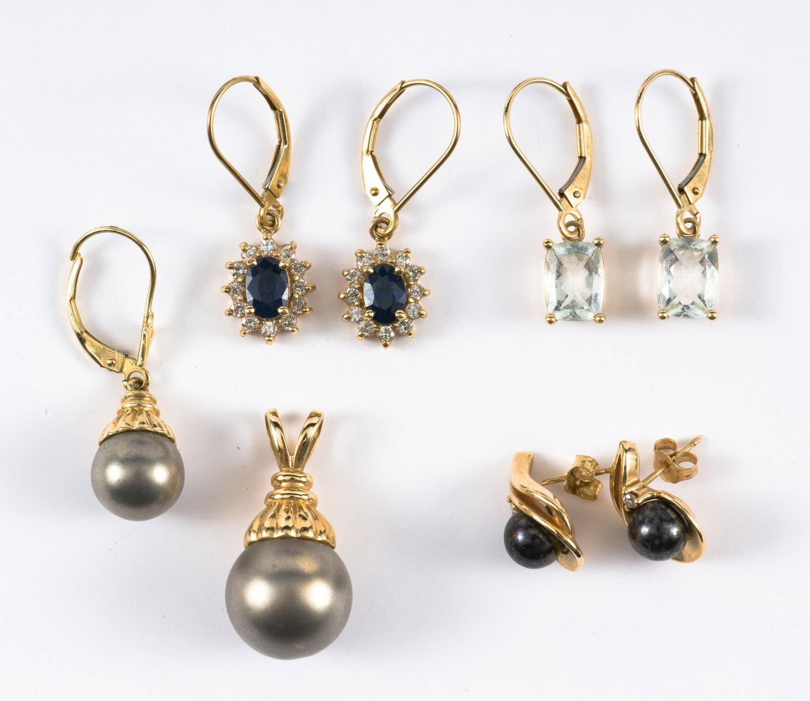 14K Gold &; Gemstone Earrings and Pendant (1 of 8)