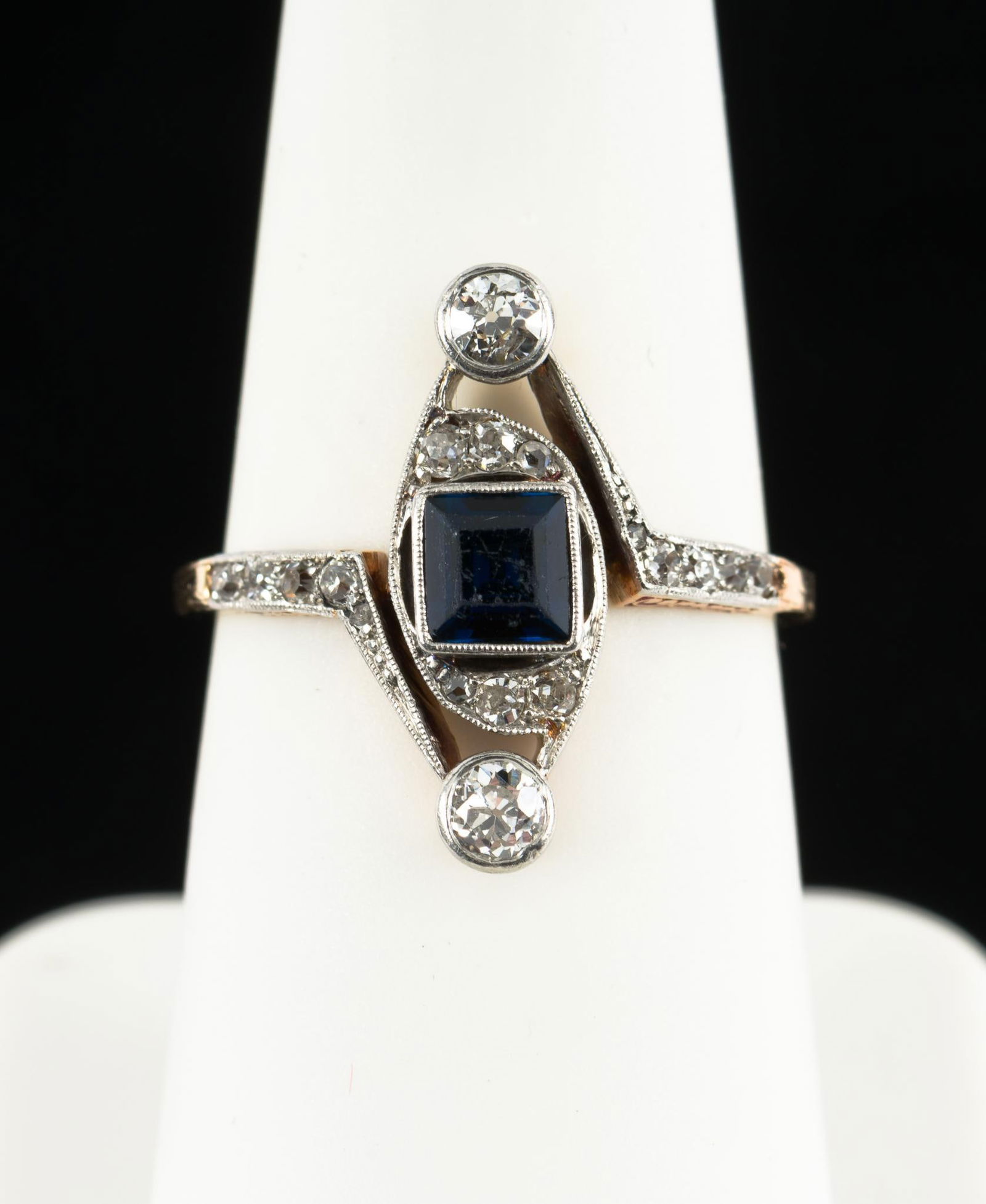 Art Deco 14K Gold, Sapphire &; Diamond Ring (1 of 5)