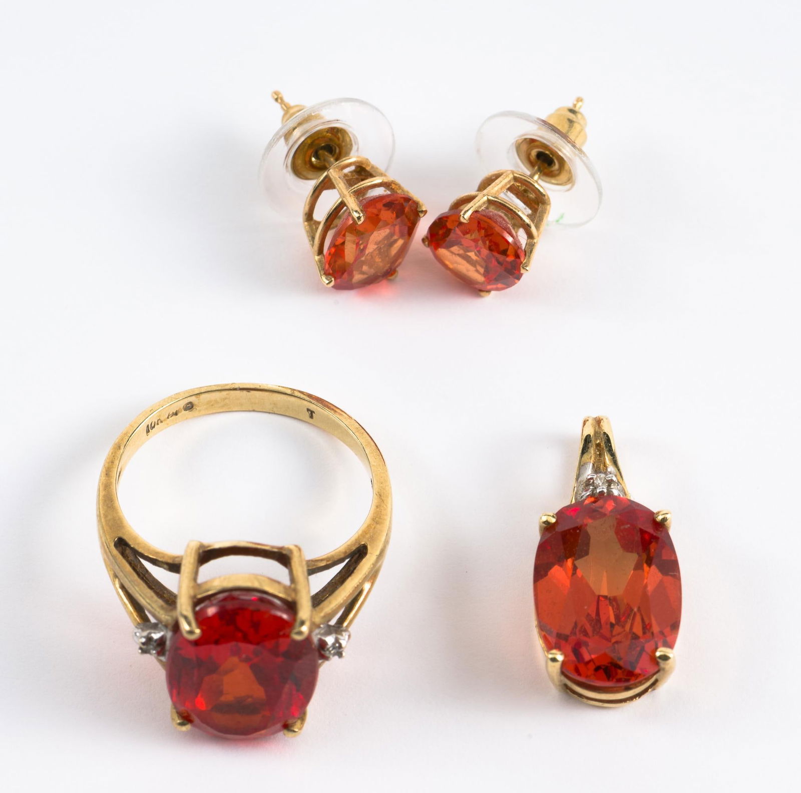 10K Gold &; Orange Sapphire Jewelry Set (1 of 10)