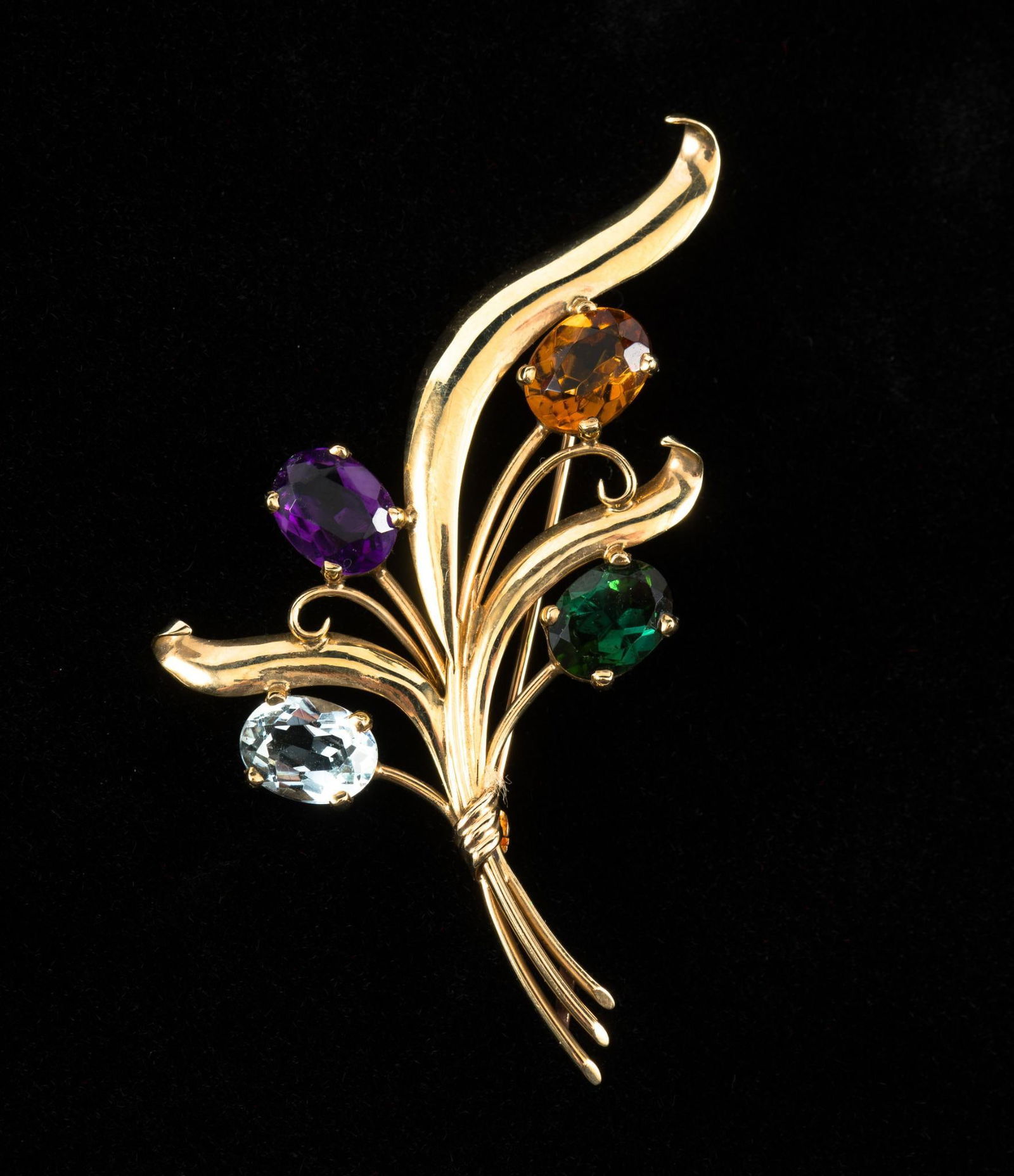 14K Gold &; Gemstone Bouquet Pin (1 of 2)