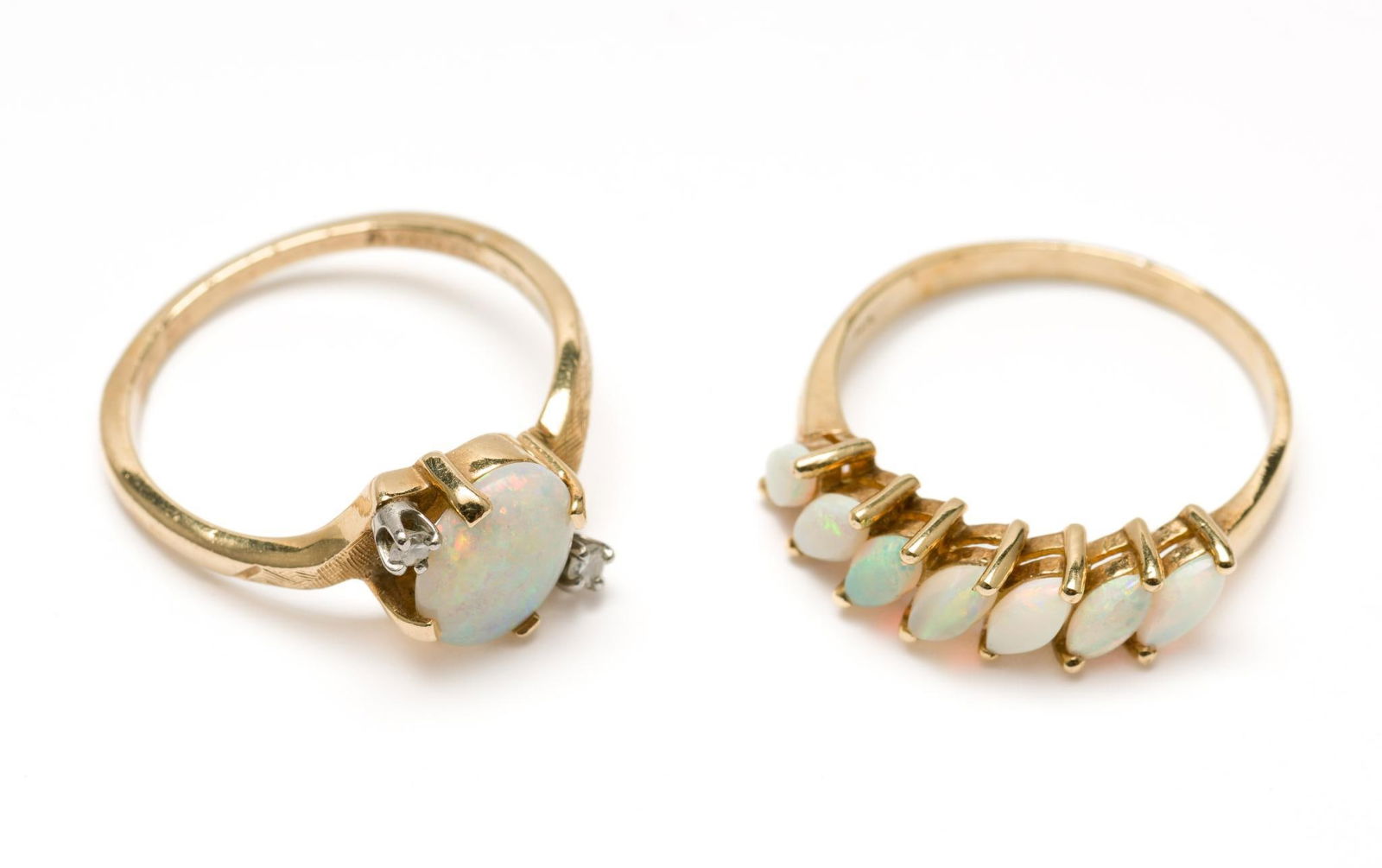 2 14K Gold, Opal &; Diamond Rings (1 of 6)
