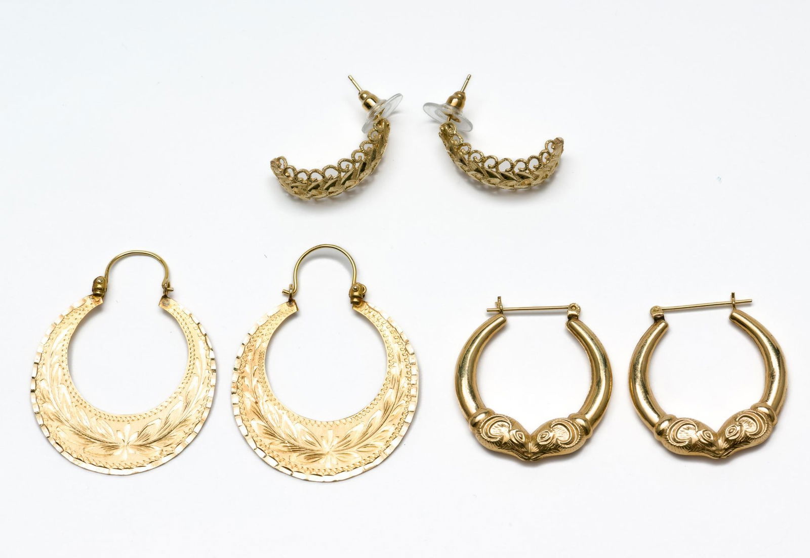 3 Pairs 14k Gold Earrings (1 of 7)