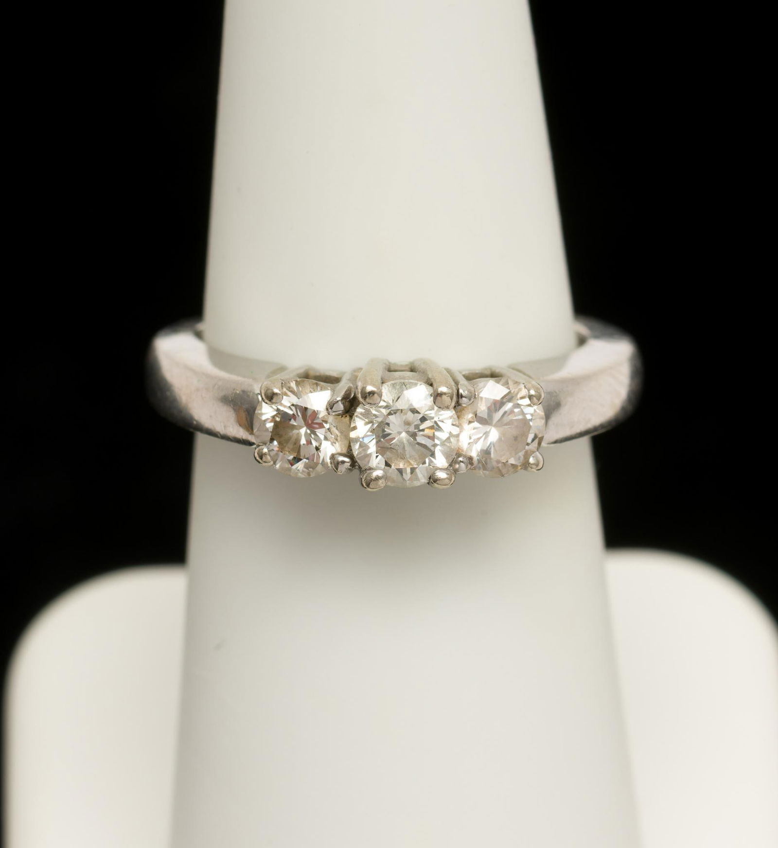 14K White Gold &; .75 CTW 3-Stone Diamond Ring (1 of 4)