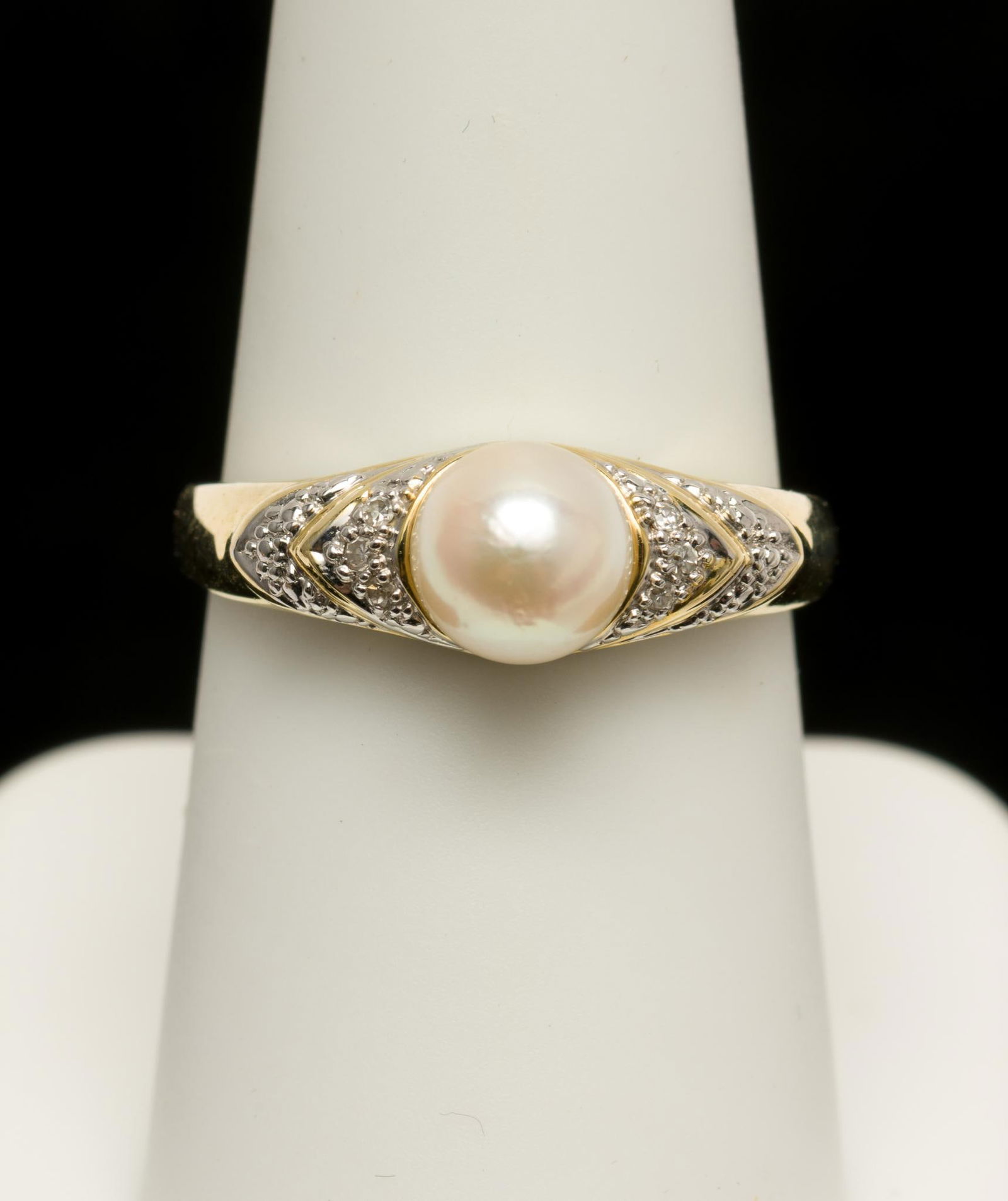14K Gold, Pearl &; Diamond Ring (1 of 3)