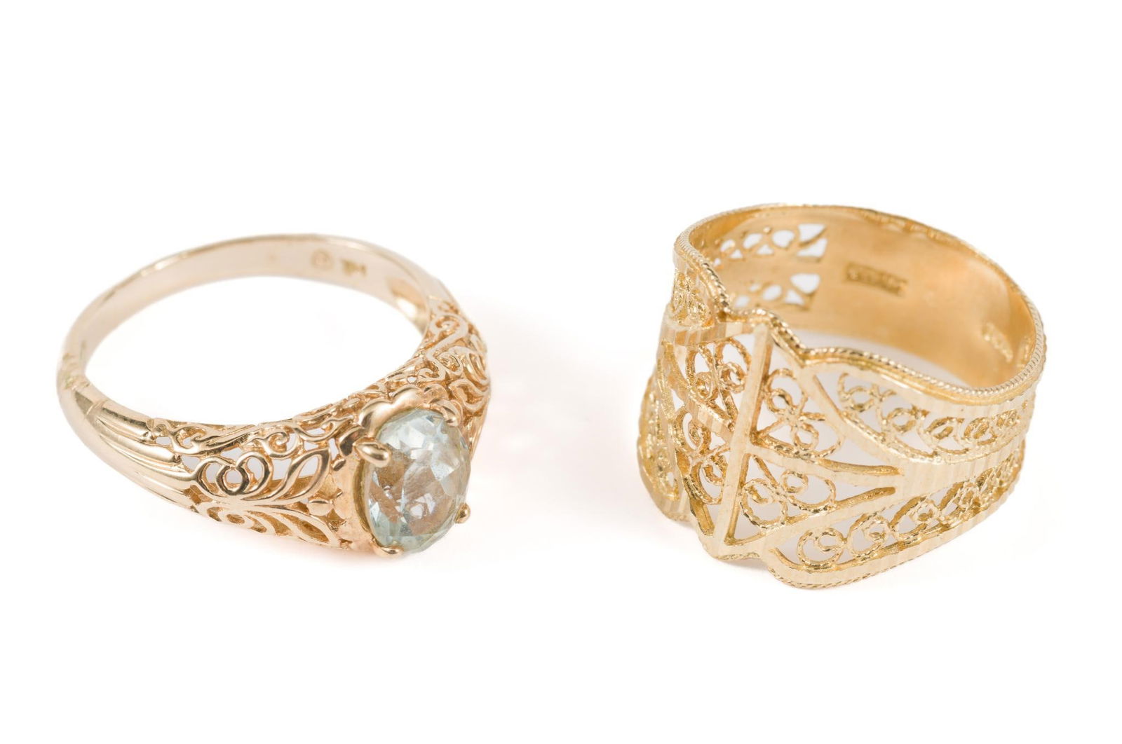 2 14K Gold Rings incl Aquamarine (1 of 7)