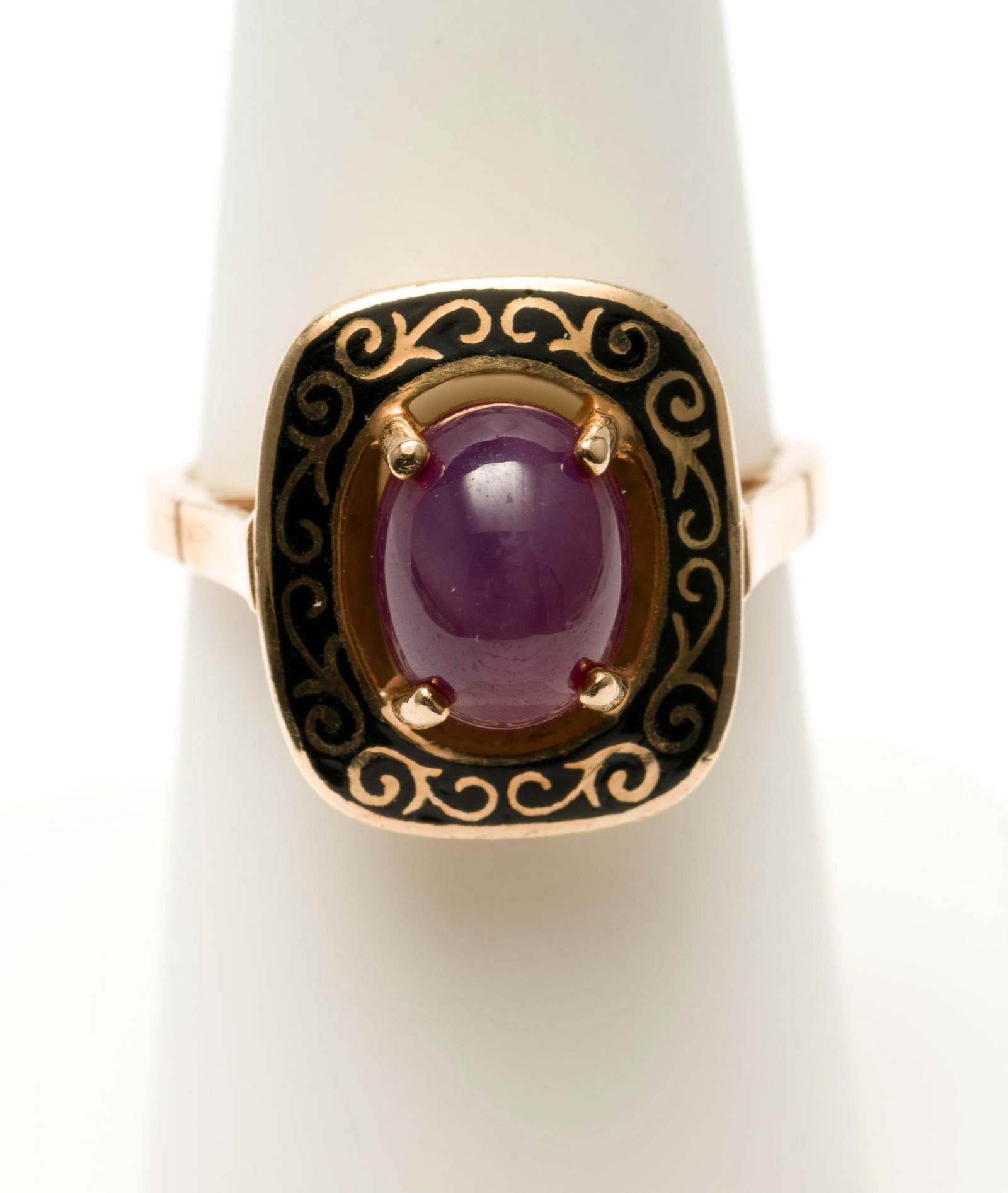 14k Gold, Enamel &; Purple Star Sapphire Ring (1 of 3)