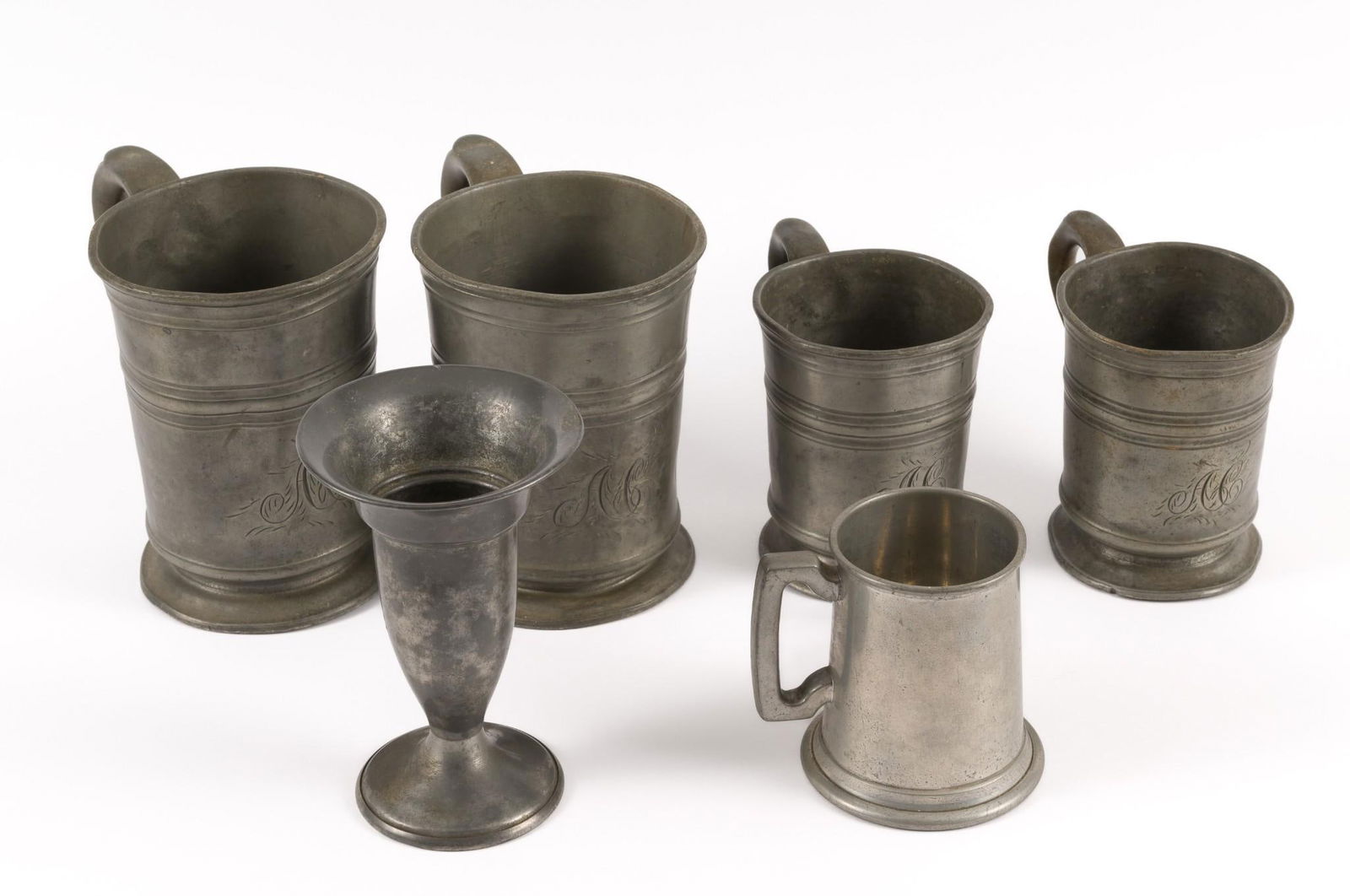 6 Pcs Antique Pewter incl English (1 of 11)