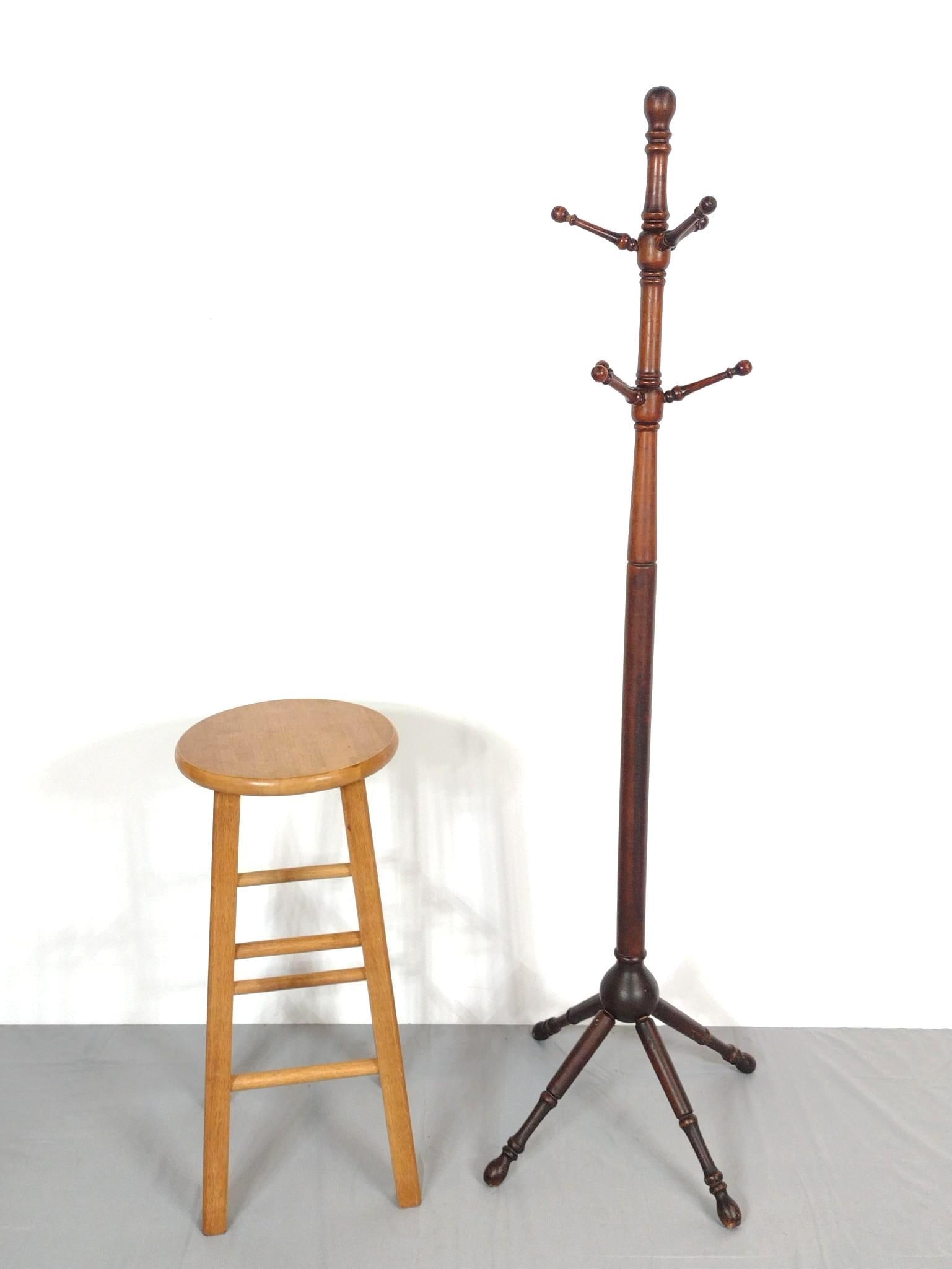 Wood Stool & Coat Tree (1 of 7)