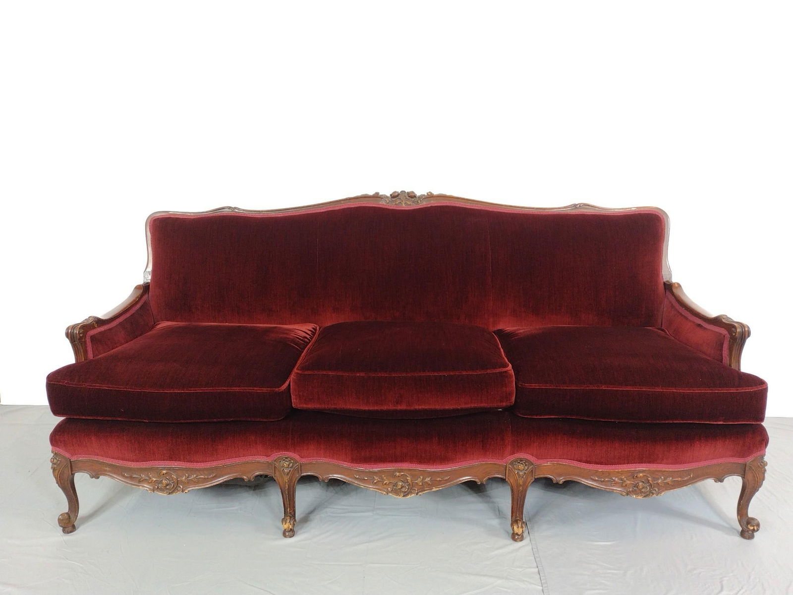 Red Velvet French Style Sofa (1 of 8)