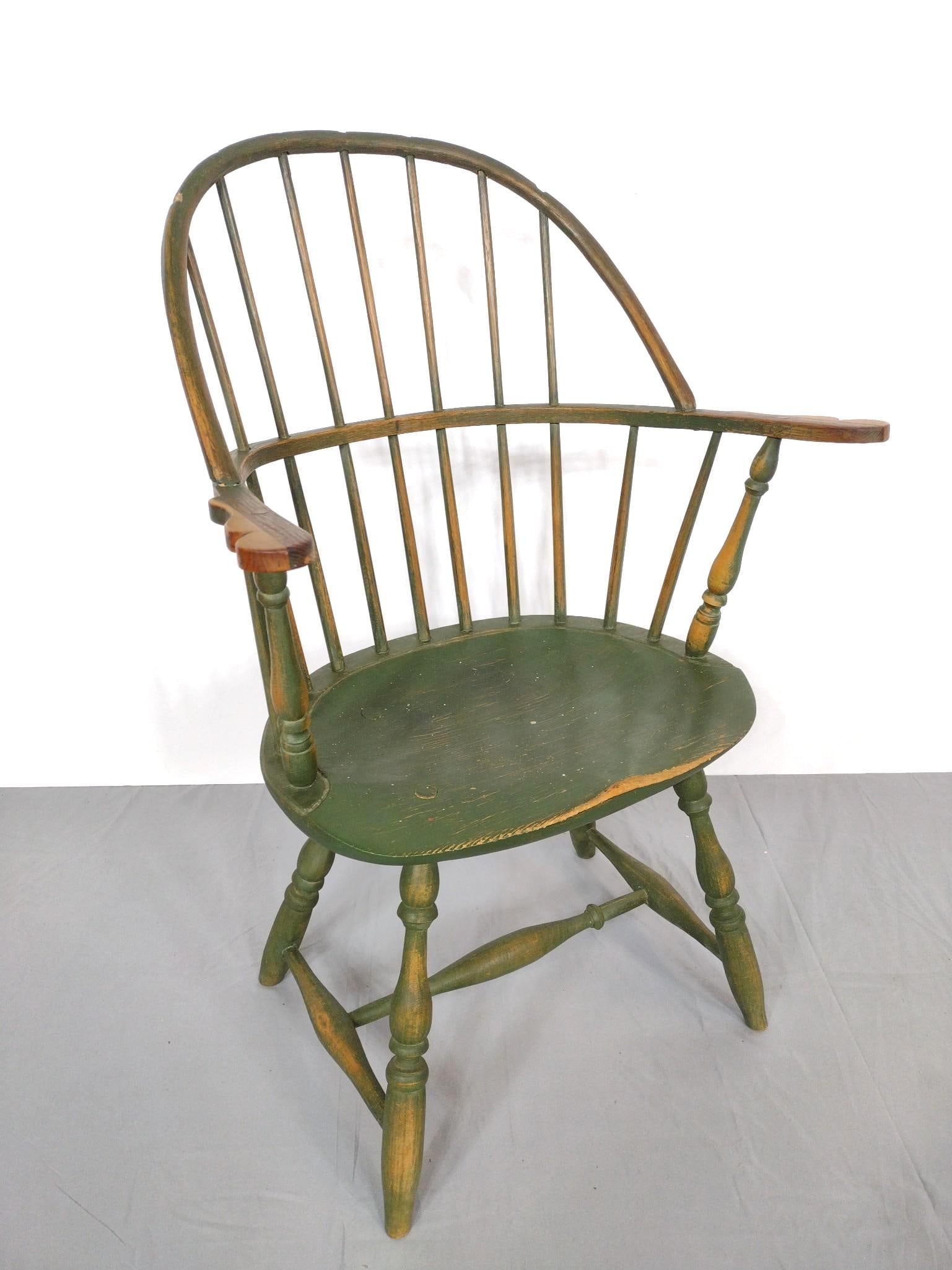 Gerald Headley Green Painted Sack Back Chair (1 of 6)