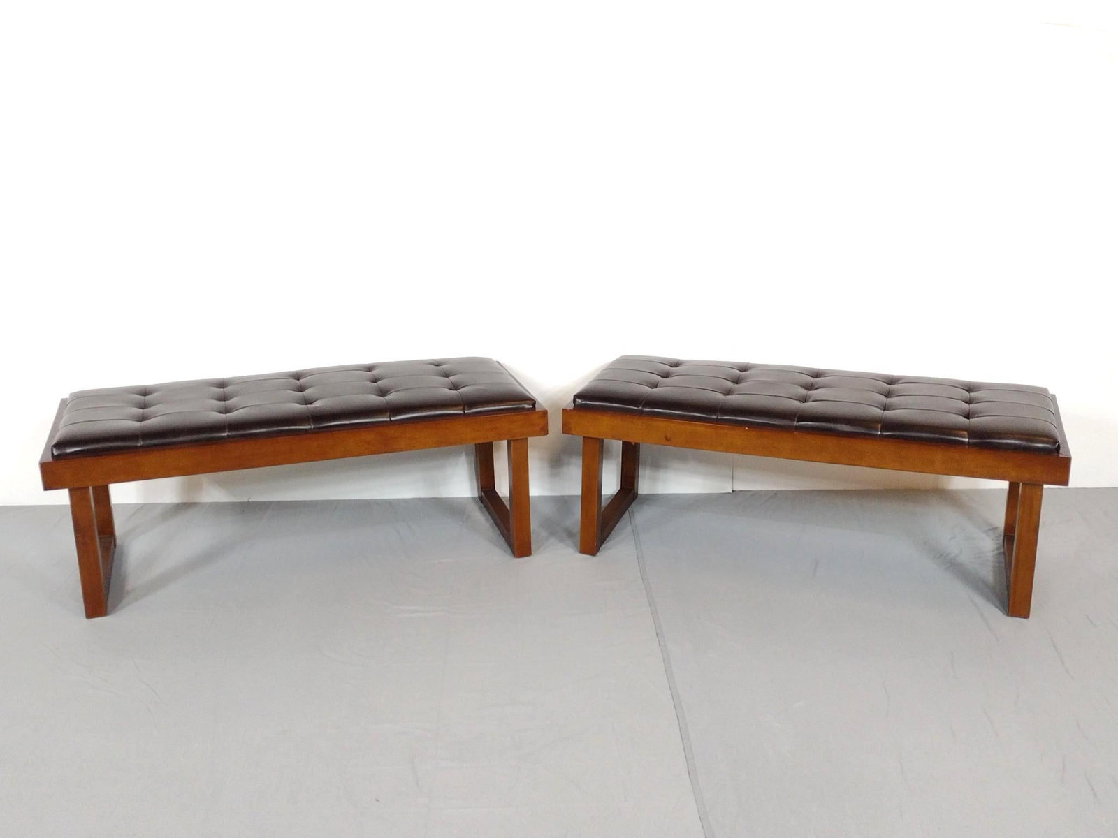 2 Noble House Furnishings Benches: NOT ELIGIBLE FOR IN-HOUSE SHIPPING. Each 46" wide X 19-3/4" deep X 18" high. MG.