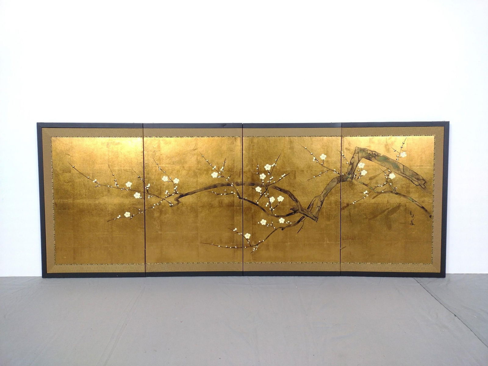 Gold Painted Four Panel Asian Screen (1 of 4)