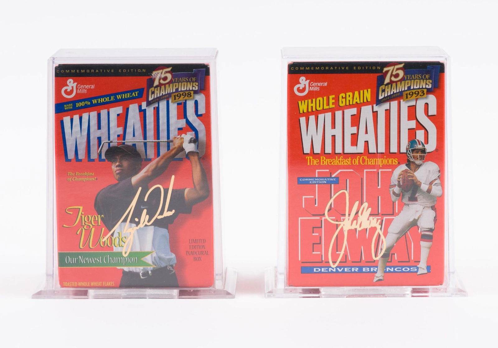 1999 Tiger Woods & John Elway Signed Wheaties Boxes (1 of 4)