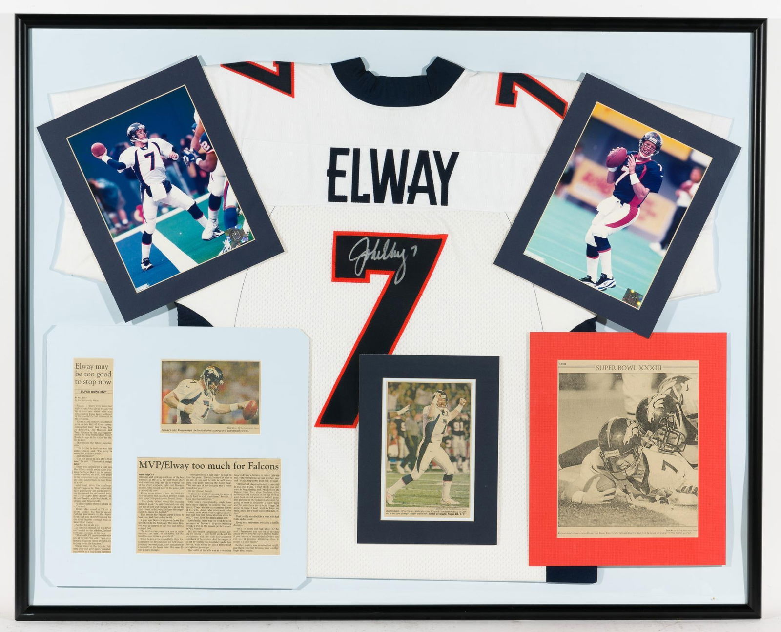Framed John Elway Signed Jersey Photo Display (1 of 5)