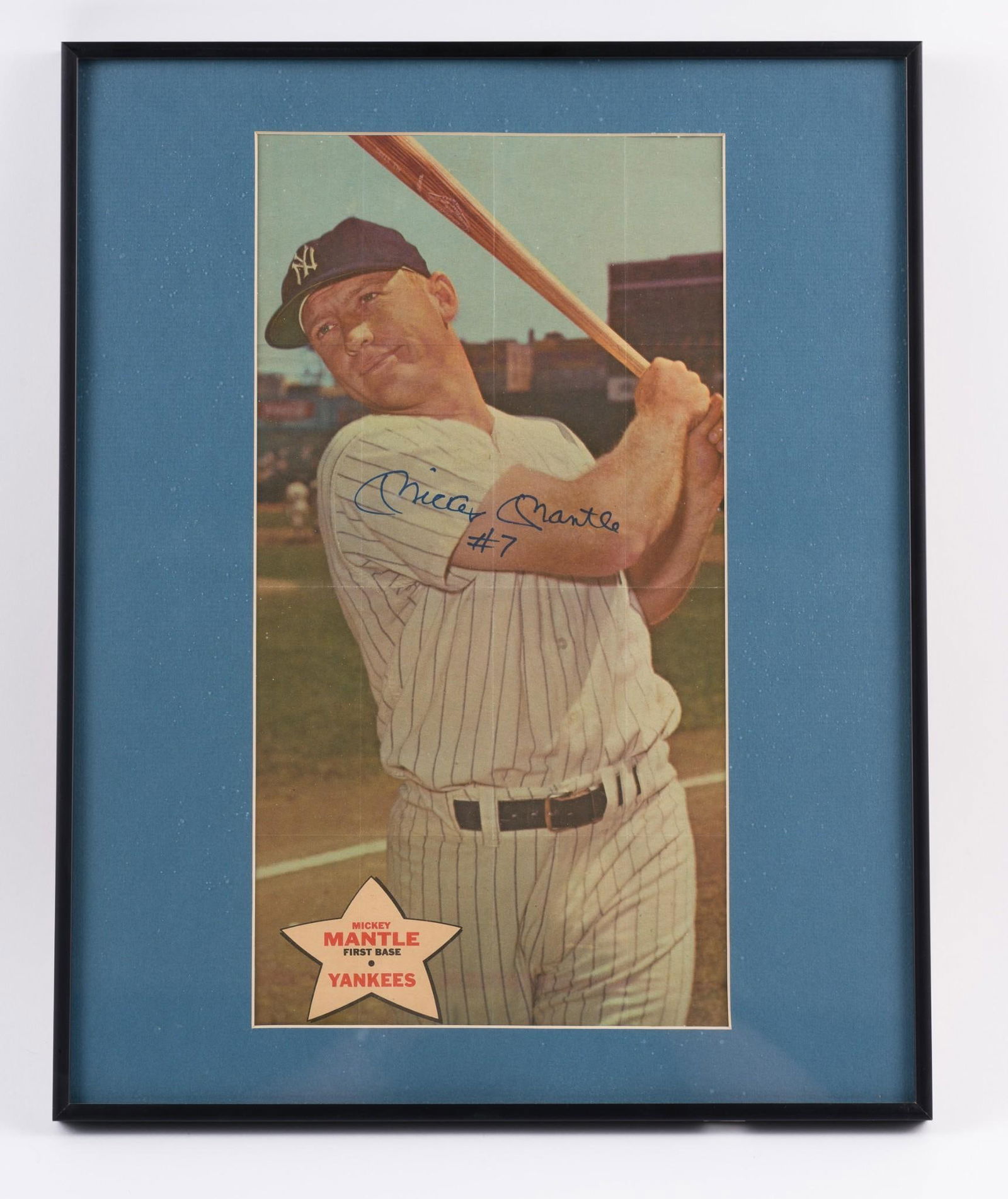 Signed 1968 Topps Mickey Mantle Poster (1 of 2)