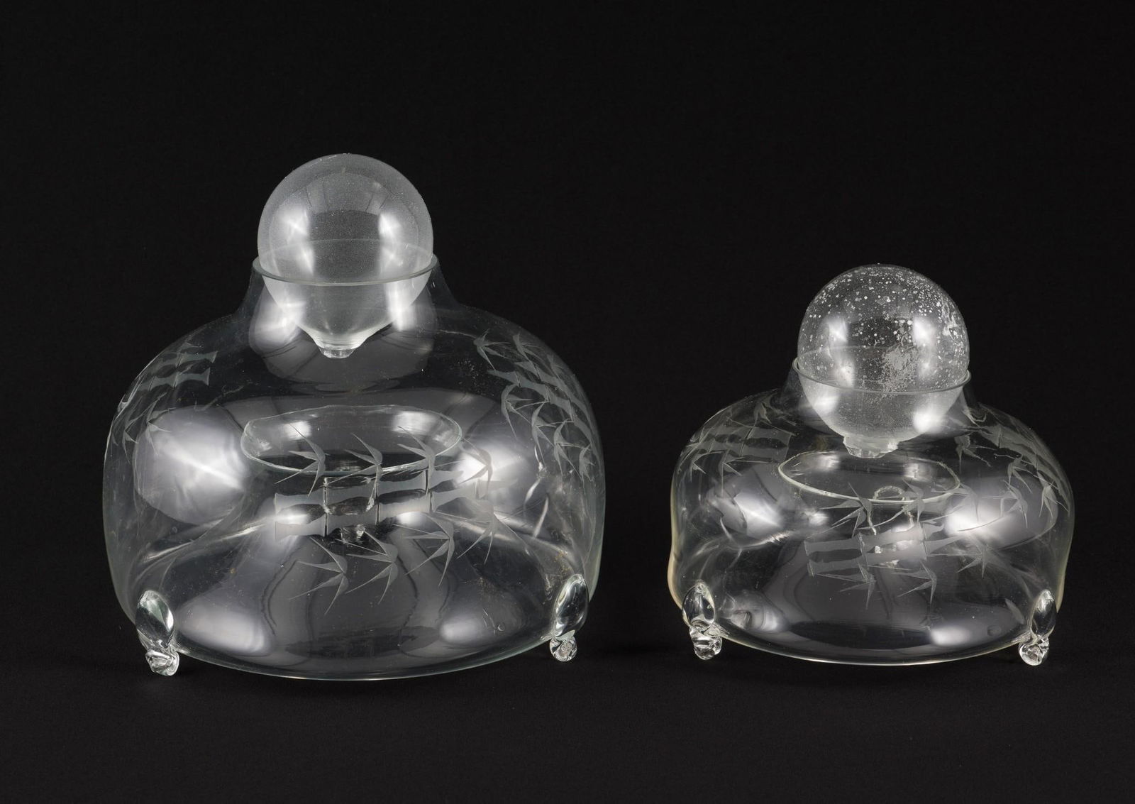 2 Etched Glass Antique Fly Traps (1 of 3)