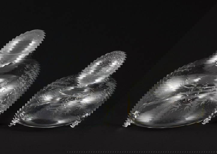 2 Etched Glass Antique Fly Traps