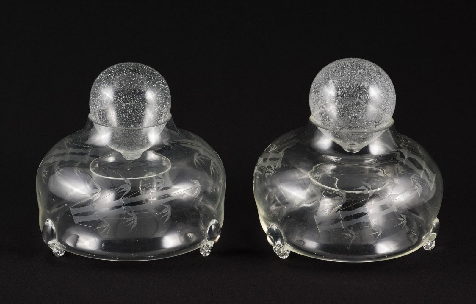 2 Etched Glass Antique Fly Traps (1 of 3)