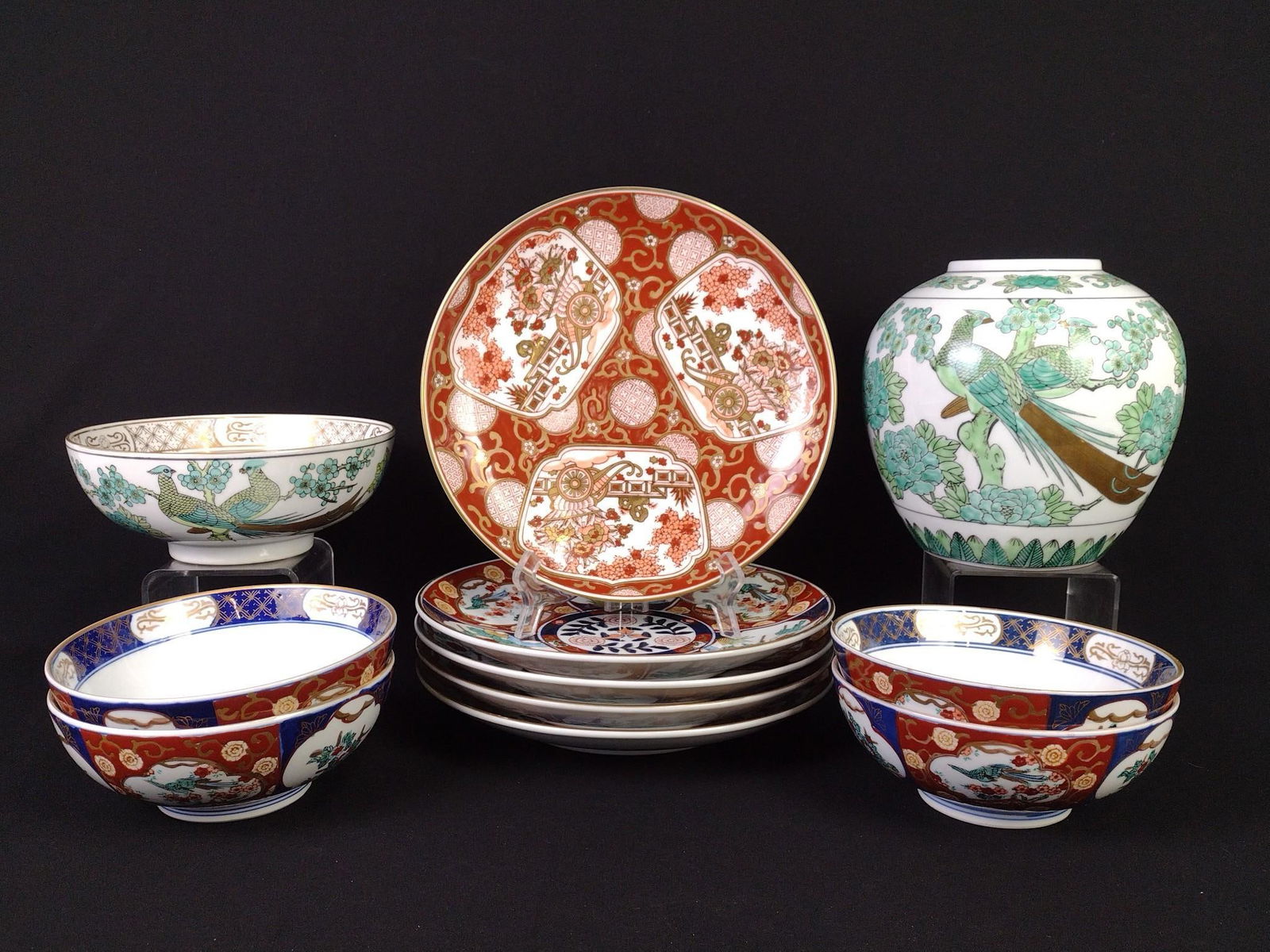 11 Pcs Goldimari Hand Painted Ceramics (1 of 7)
