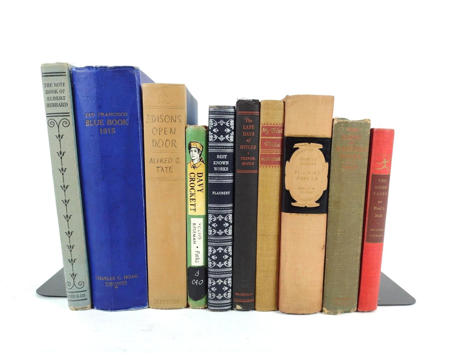 10 Books Incl Davy Crockett: Also includes Edison Open Door, The Last Days Of Hitler, The Good Earth, and more. MG.