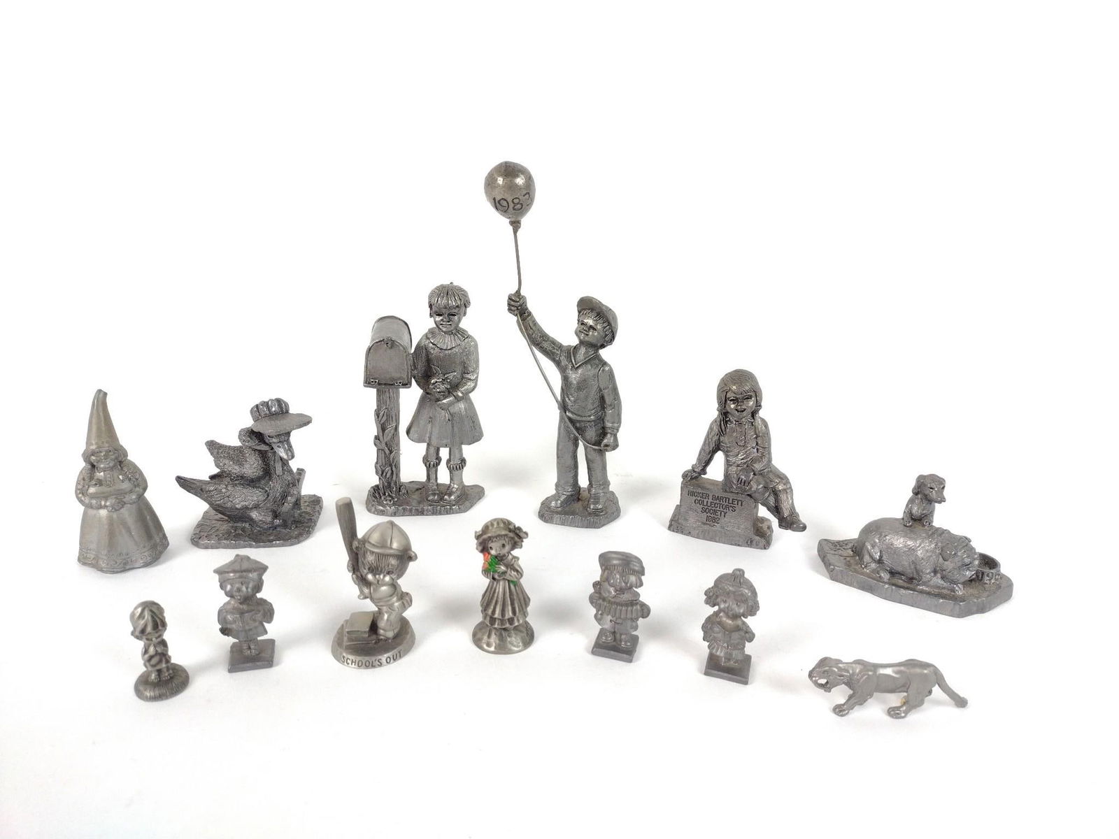 13 Pewter Figurines Incl Ricker-Bartlett: Also includes Royal Pewter, Little Gallery, and more. MG.