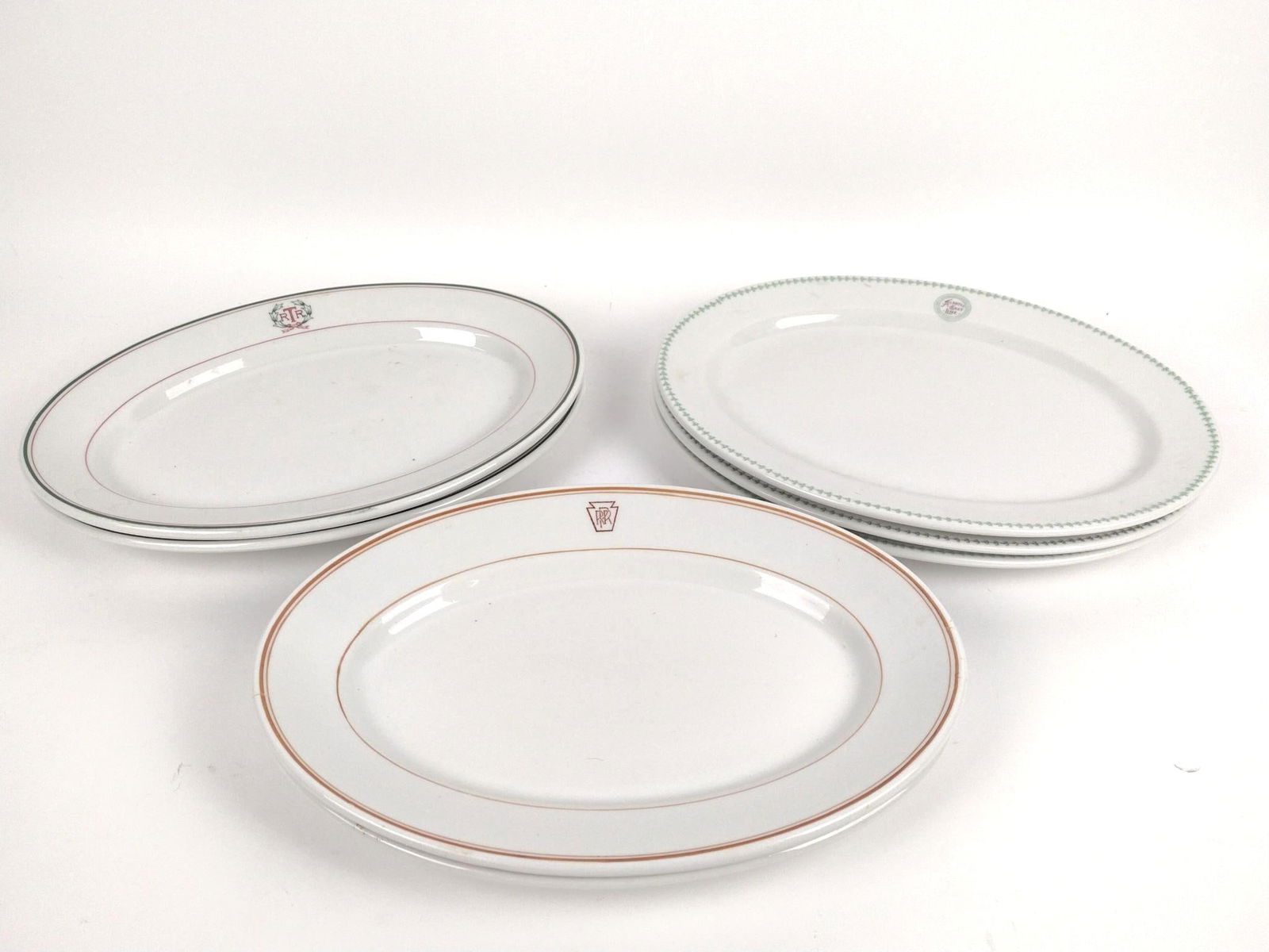 7 PRR, TRR & Atlantic Coast Line Platters: Each 13-1/4" wide X 10" deep X 1-3/4" high. MG.