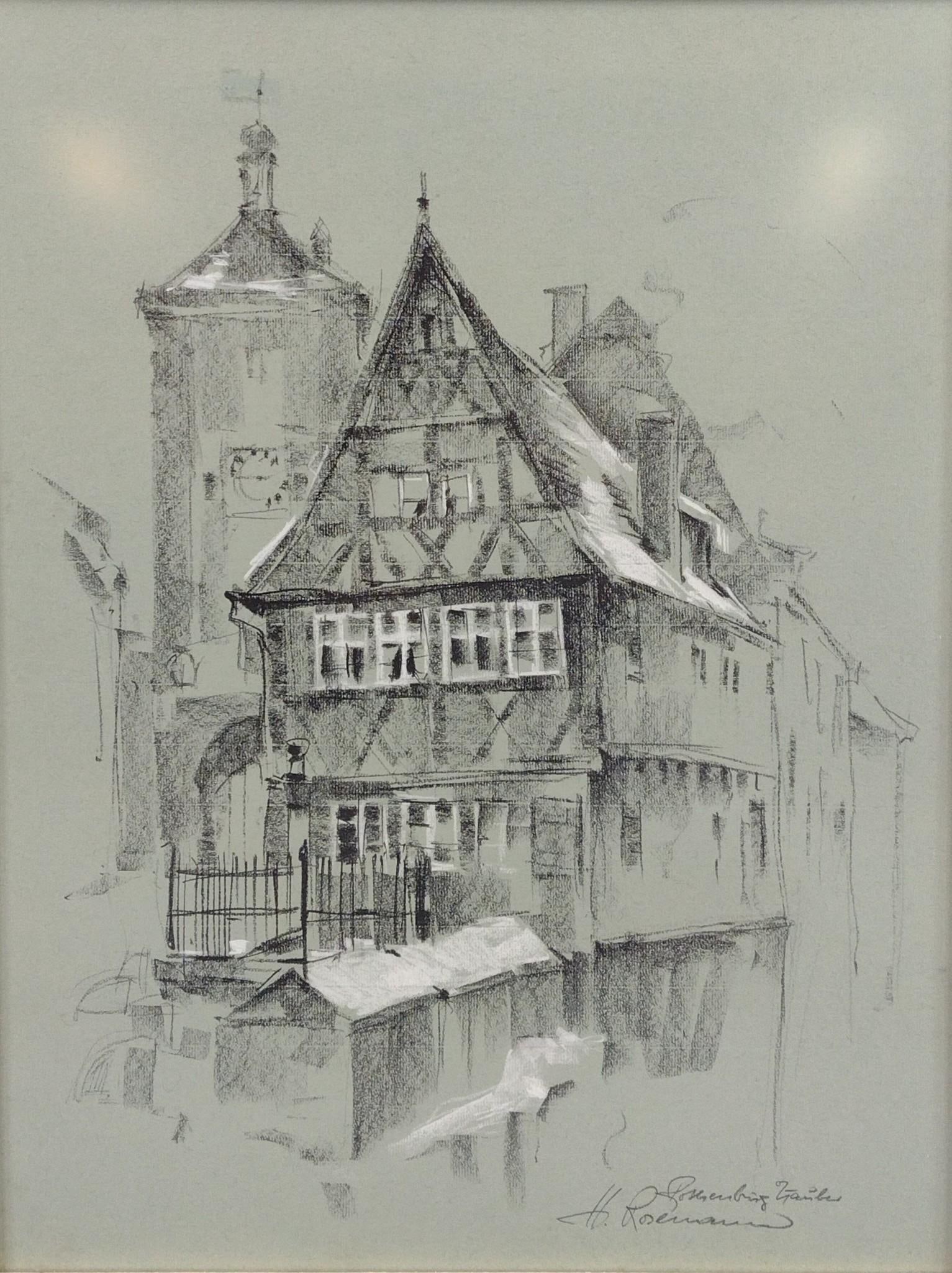 H. Roesman Homestead Pastel: NOT ELIGIBLE FOR IN-HOUSE SHIPPING. Sight 21-3/4" high x 17" wide. Overall with frame 24-1/2" high X 19-1/2" wide. MG.