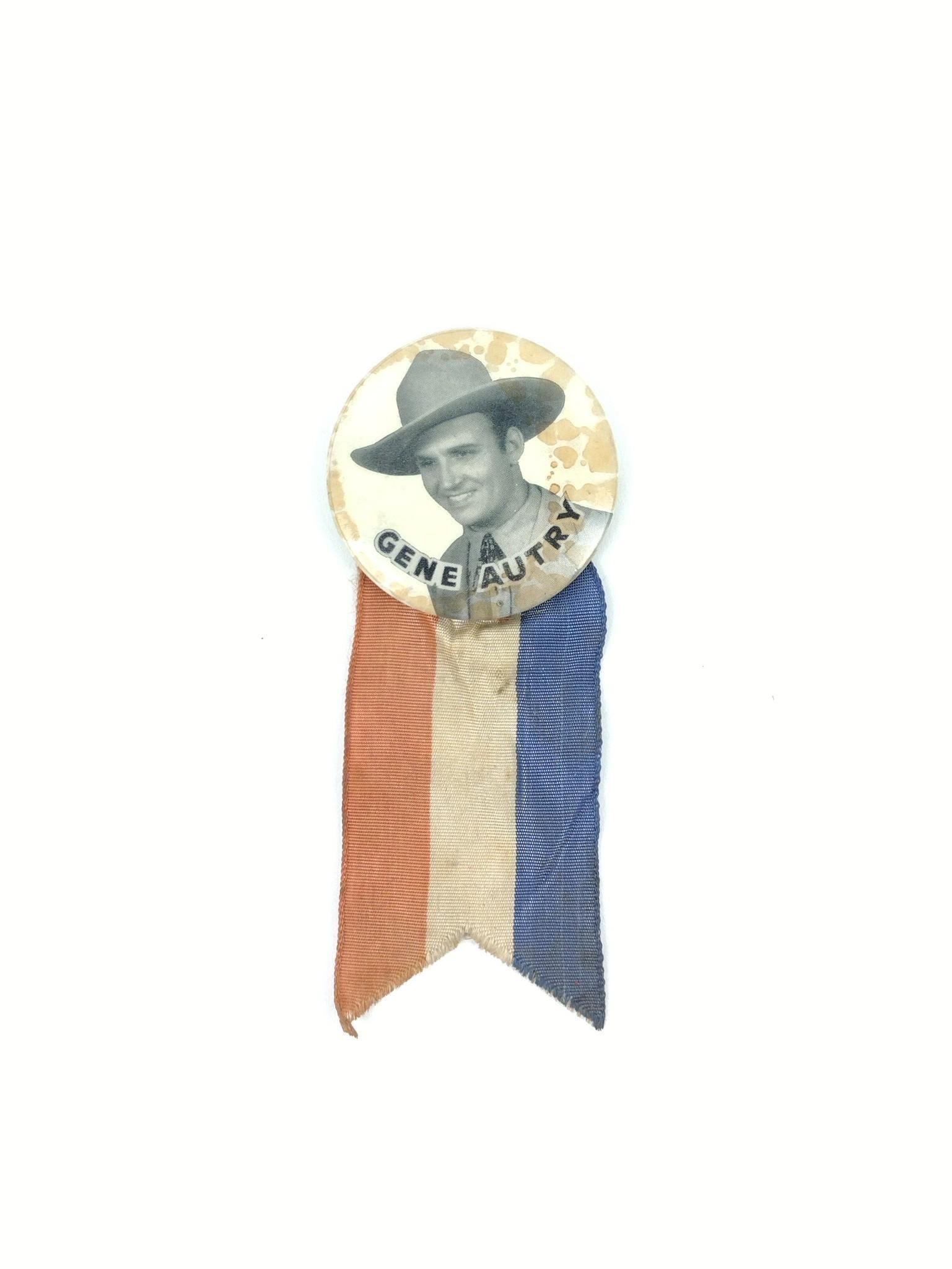 Gene Autry Pin: 1-3/4" diameter. MG.