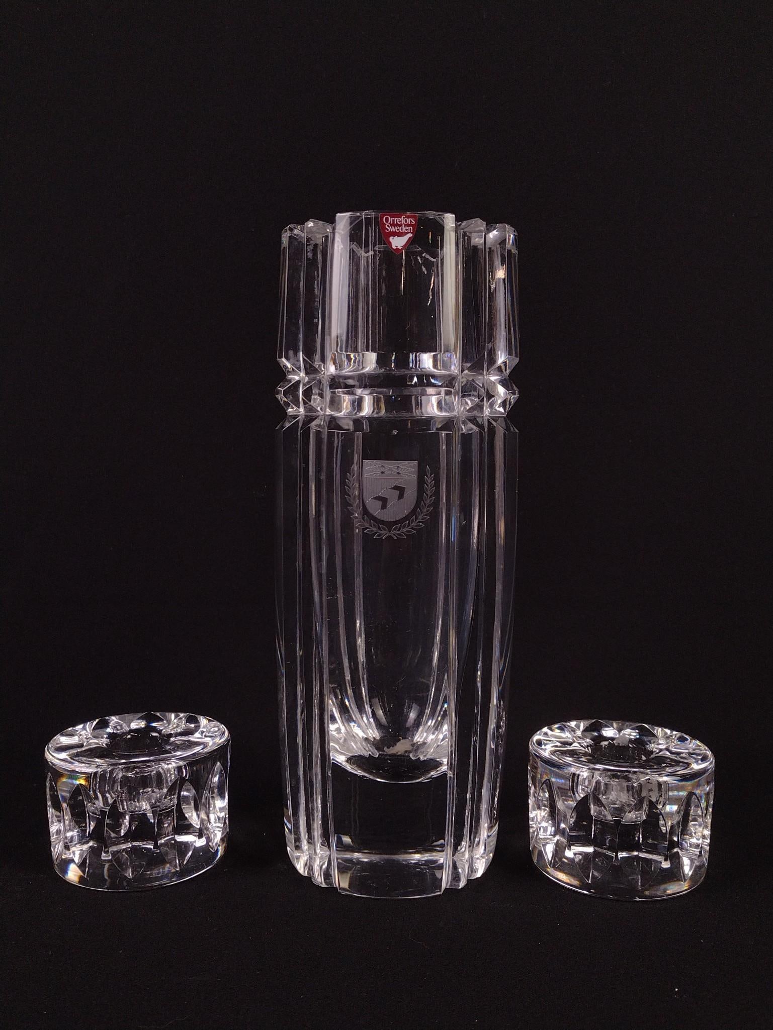 3 Pcs Orrefors Glassware incl Candle Holders (1 of 6)