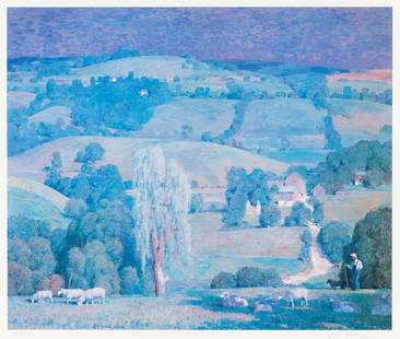 Daniel Garber "Green Pastures" Ltd Ed. Print: NOT ELIGIBLE FOR IN-HOUSE SHIPPING. Signed and numbered. Daniel Garber (1880 – 1958) was an American Impressionist landscape painter and member of the art colony at New Hope, Pennsylvania. He was be