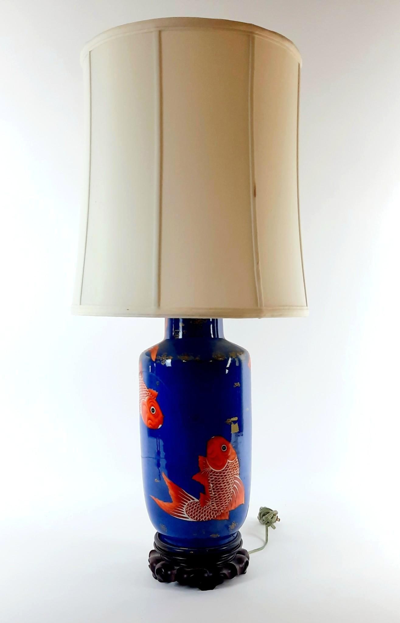 Antique Asian Table Lamp with Koi Fish (1 of 8)