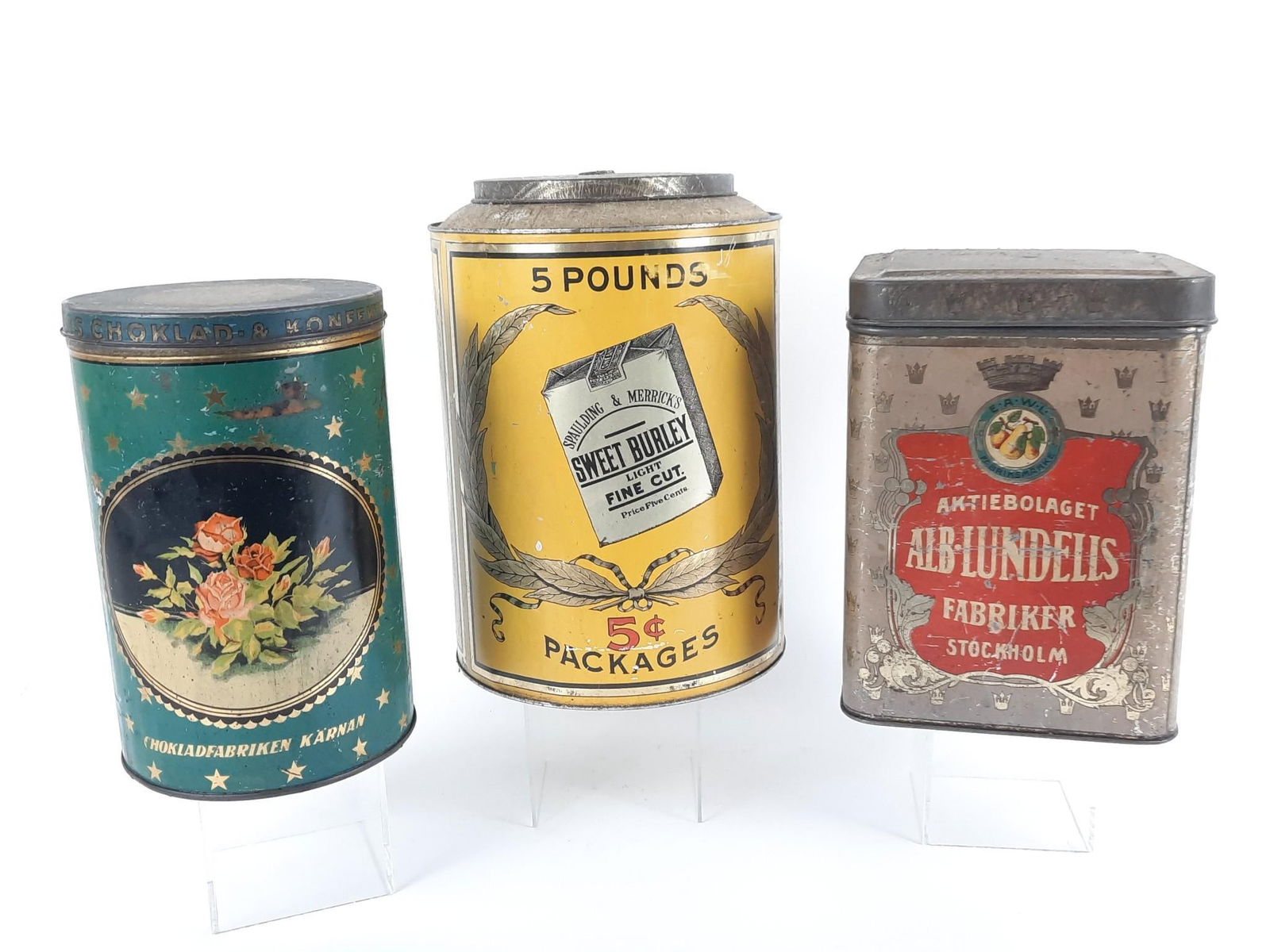 3 Advertising Tins incl Light Sweet Burley Tobacco (1 of 3)