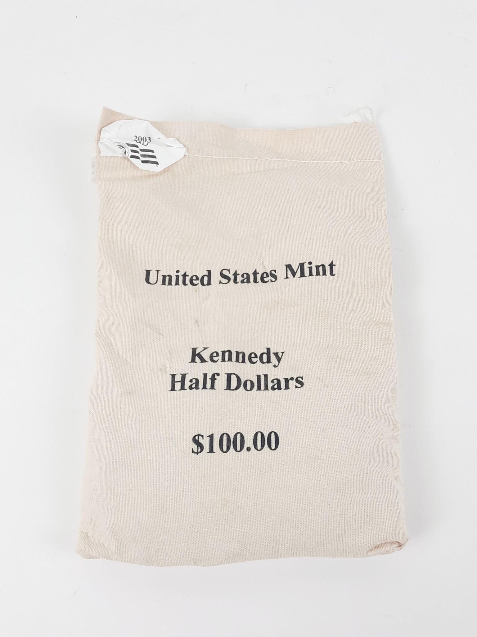 2003 Sealed Mint Bag of $100 Kennedy Halves (1 of 2)