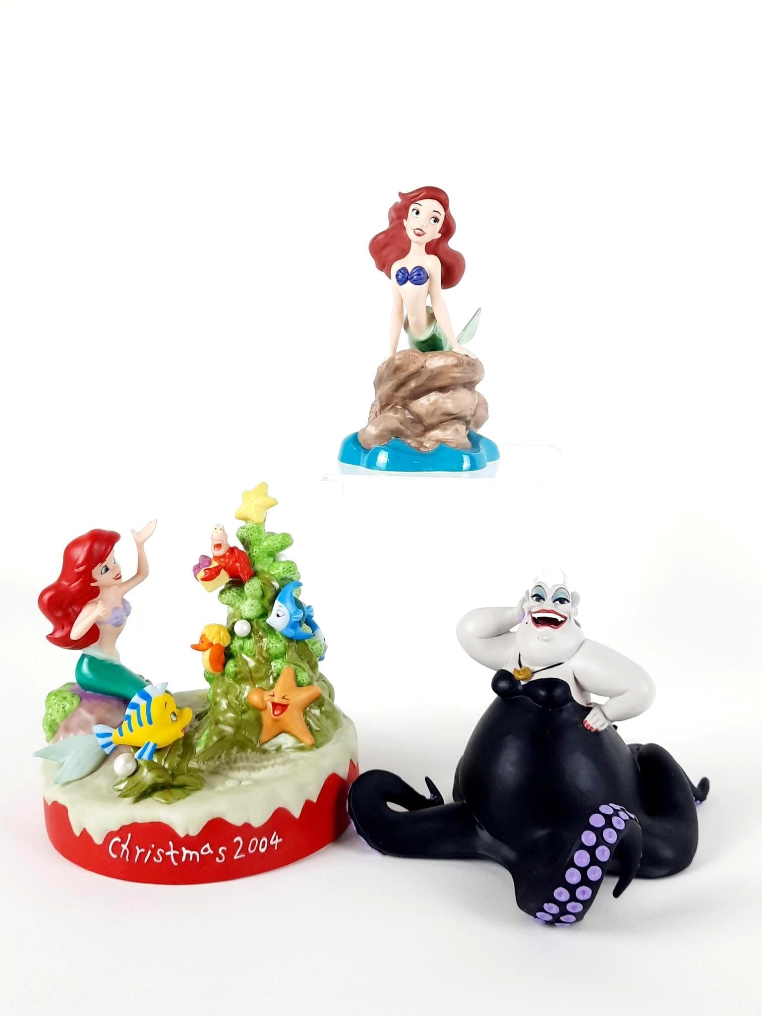 3 Little Mermaid Figurines incl Ltd Ed: Includes limited edition "The Little Mermaid in Sea-sons Greetings Christmas 2004. Edition number 4,254 / 10,000. Also includes Schmid Ursalla and 2006 "Seaside Serenade" figurine. 5" to 5-3/4" high.