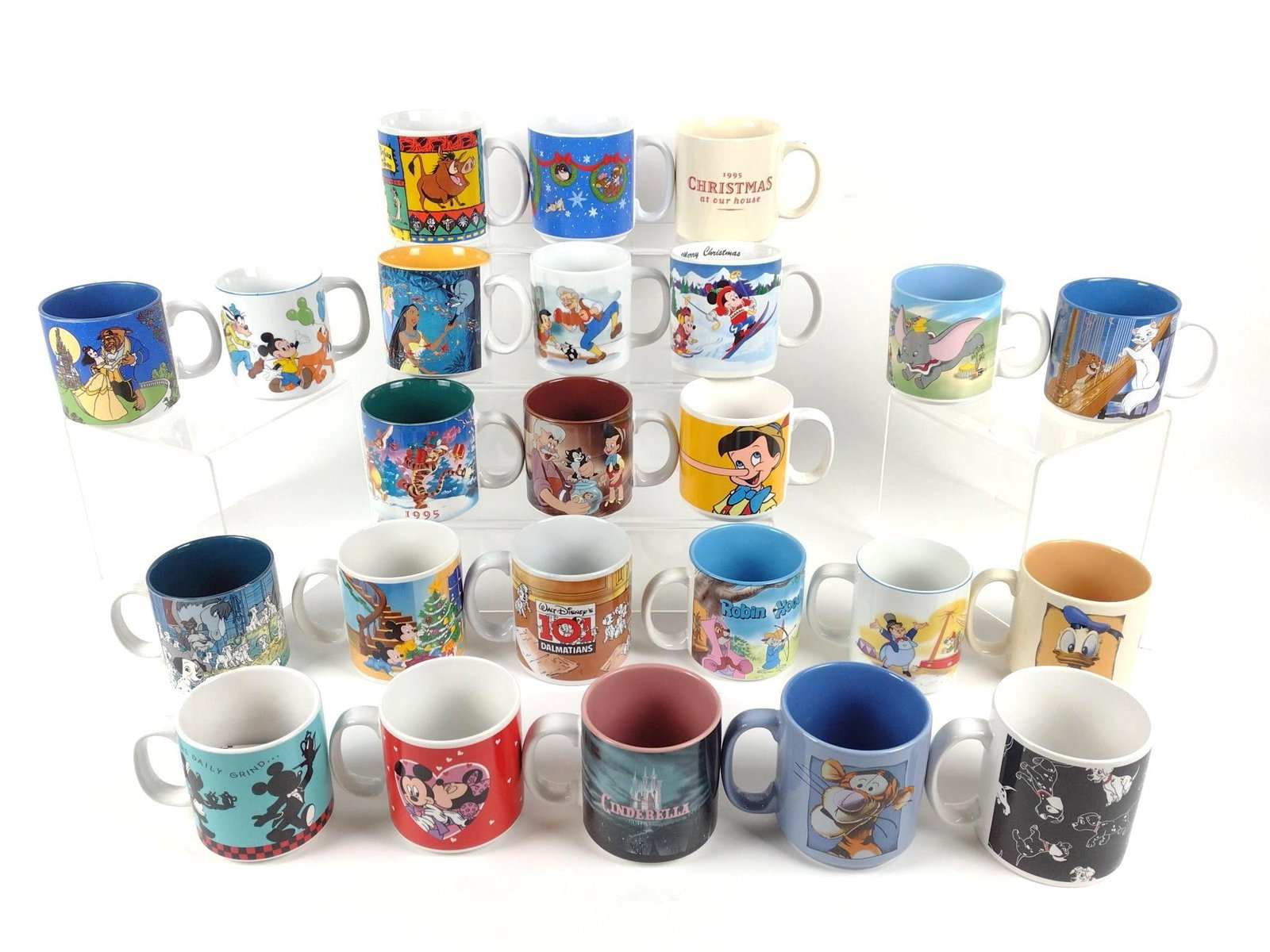 24 Disney Mugs incl Pocahontas: Also includes Lion King, Robin Hood, and more. Each approximately 3-1/2" high.