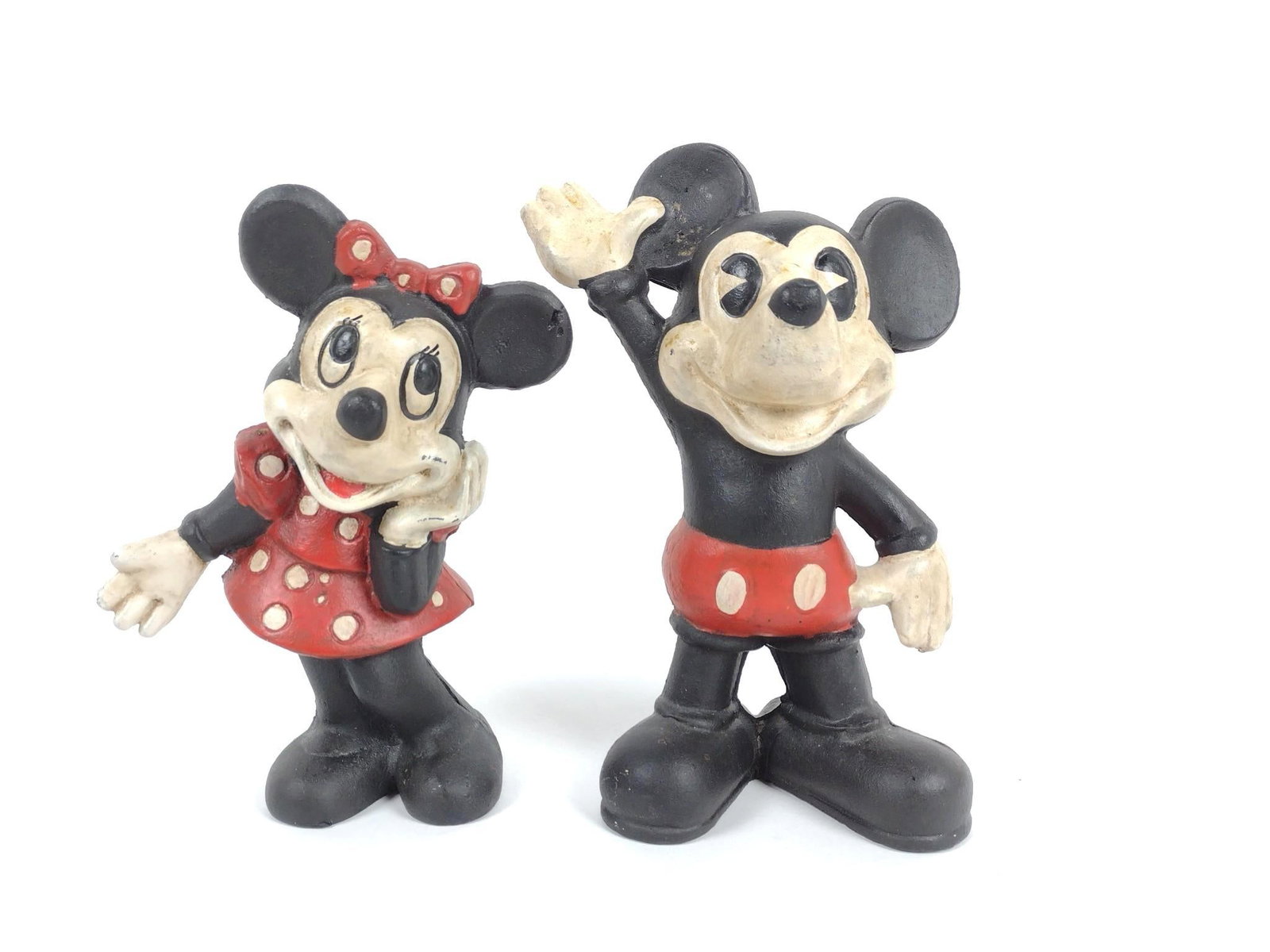 Cast Iron Mickey and Minnie Coin Banks: 8-1/2" to 9-1/4" high.