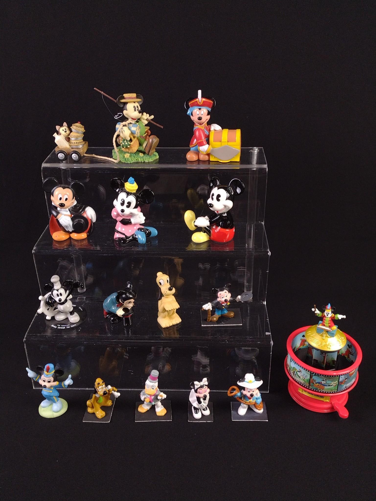 15 Disney Figurines and Toys incl Antique Mickey: 2" to 5-3/4" high.