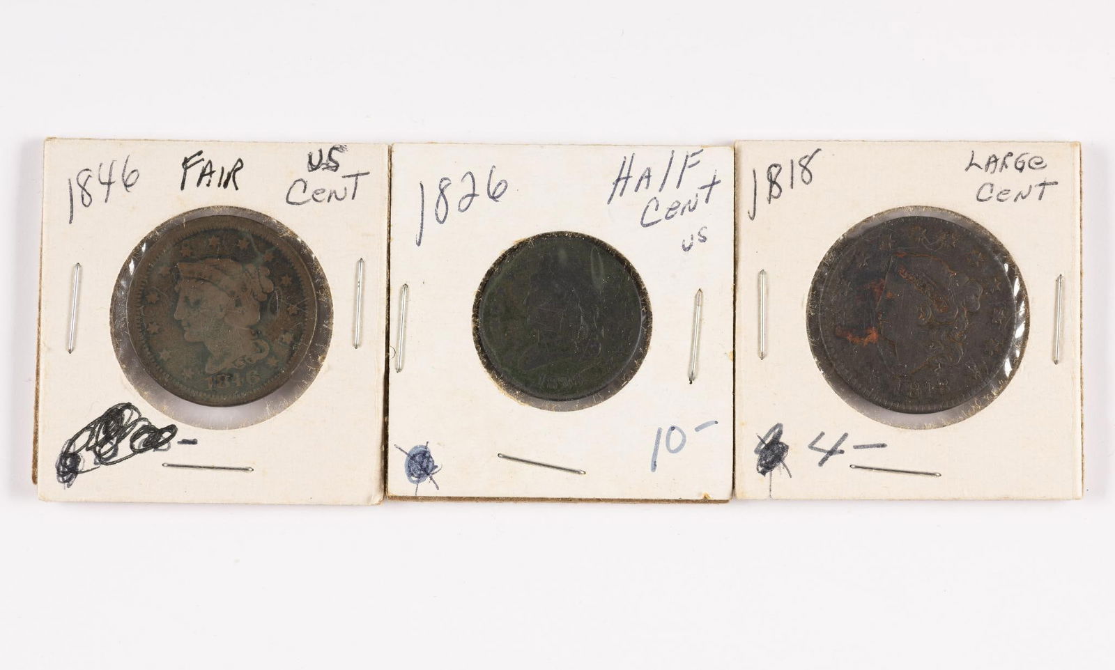 1826 Classic Head Half Cent, 1818 and 1846 Large Cents (1 of 2)
