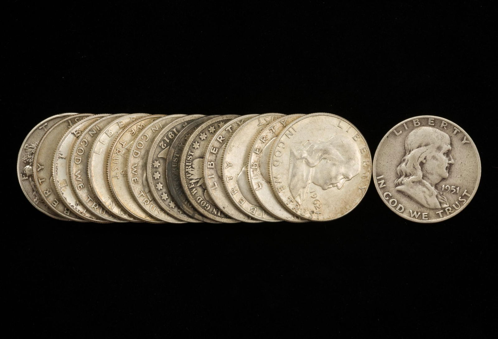 15 Silver Barber Walking Liberty and Franklin Half Dollars (1 of 1)